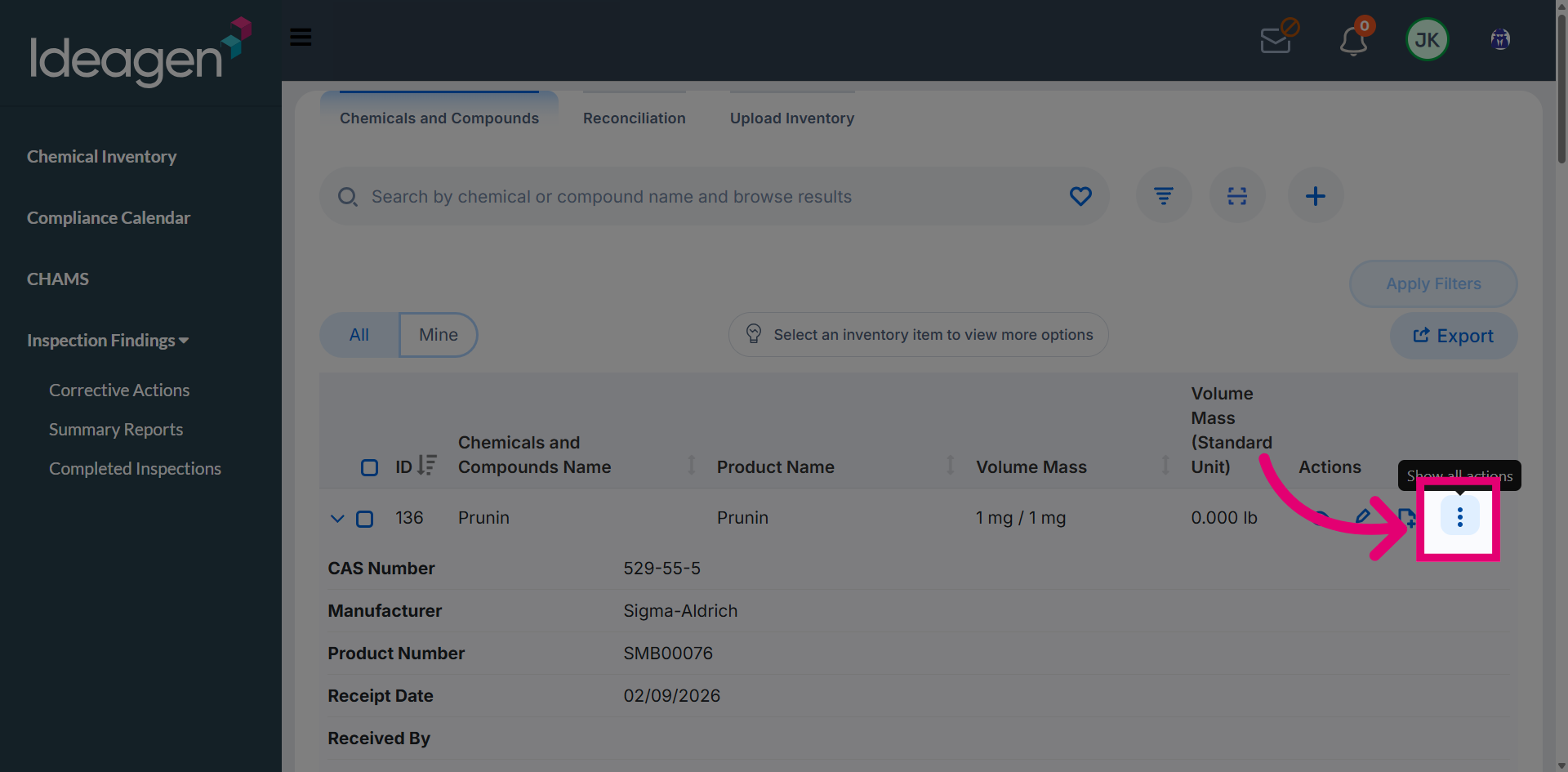 Open Action Menu