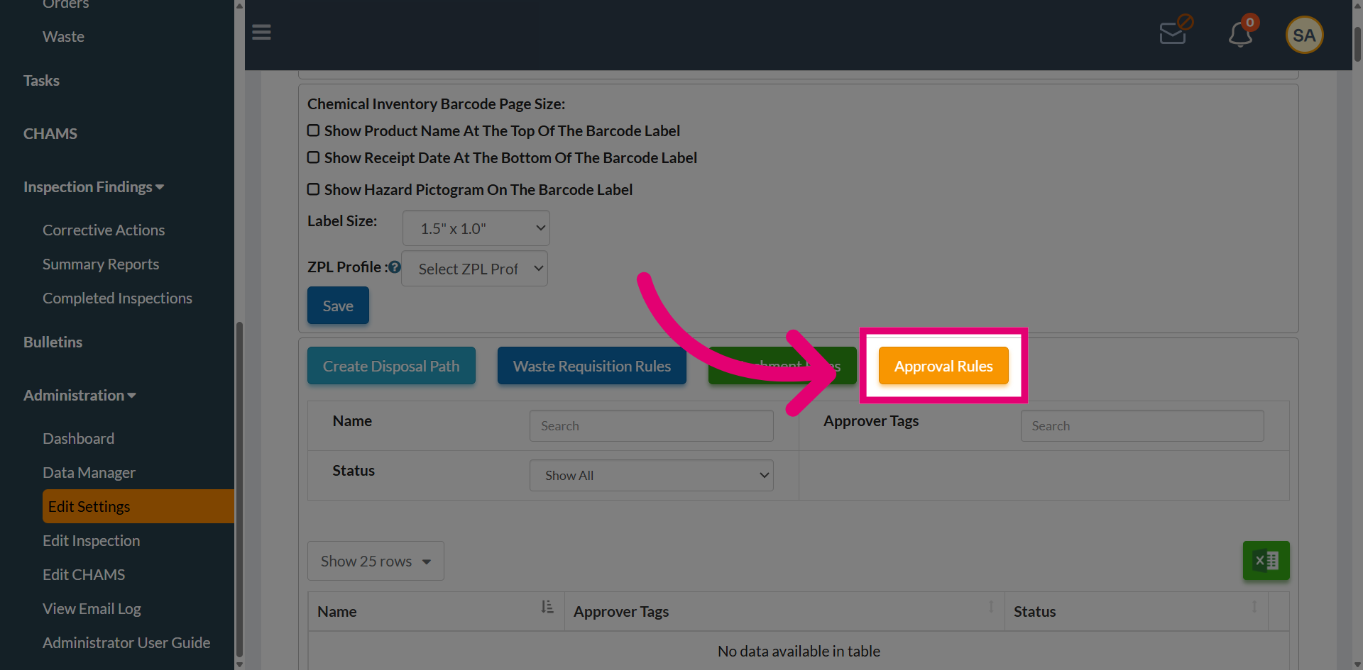 Navigate to Approval Rules