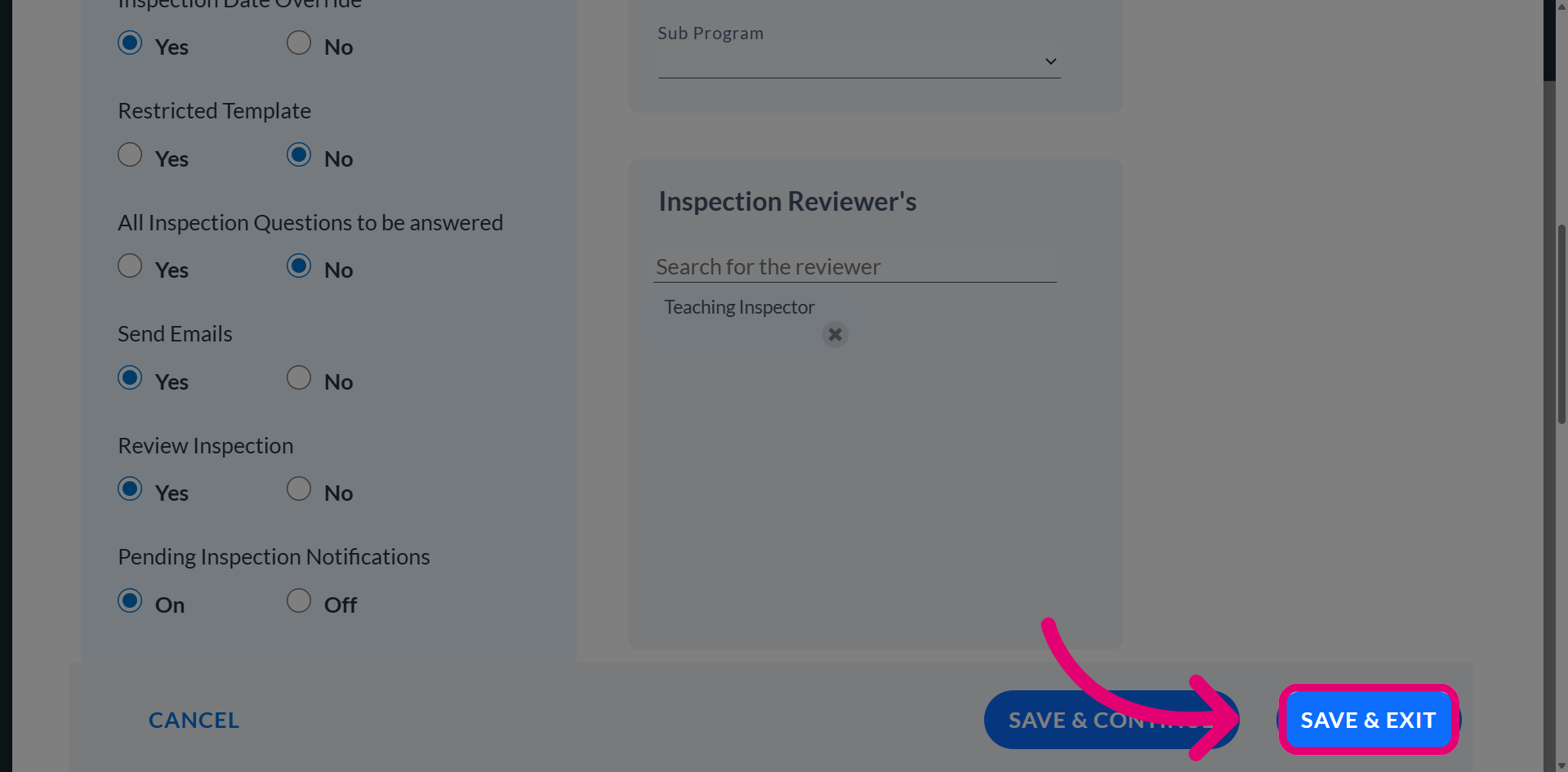 Save and Exit Configuration