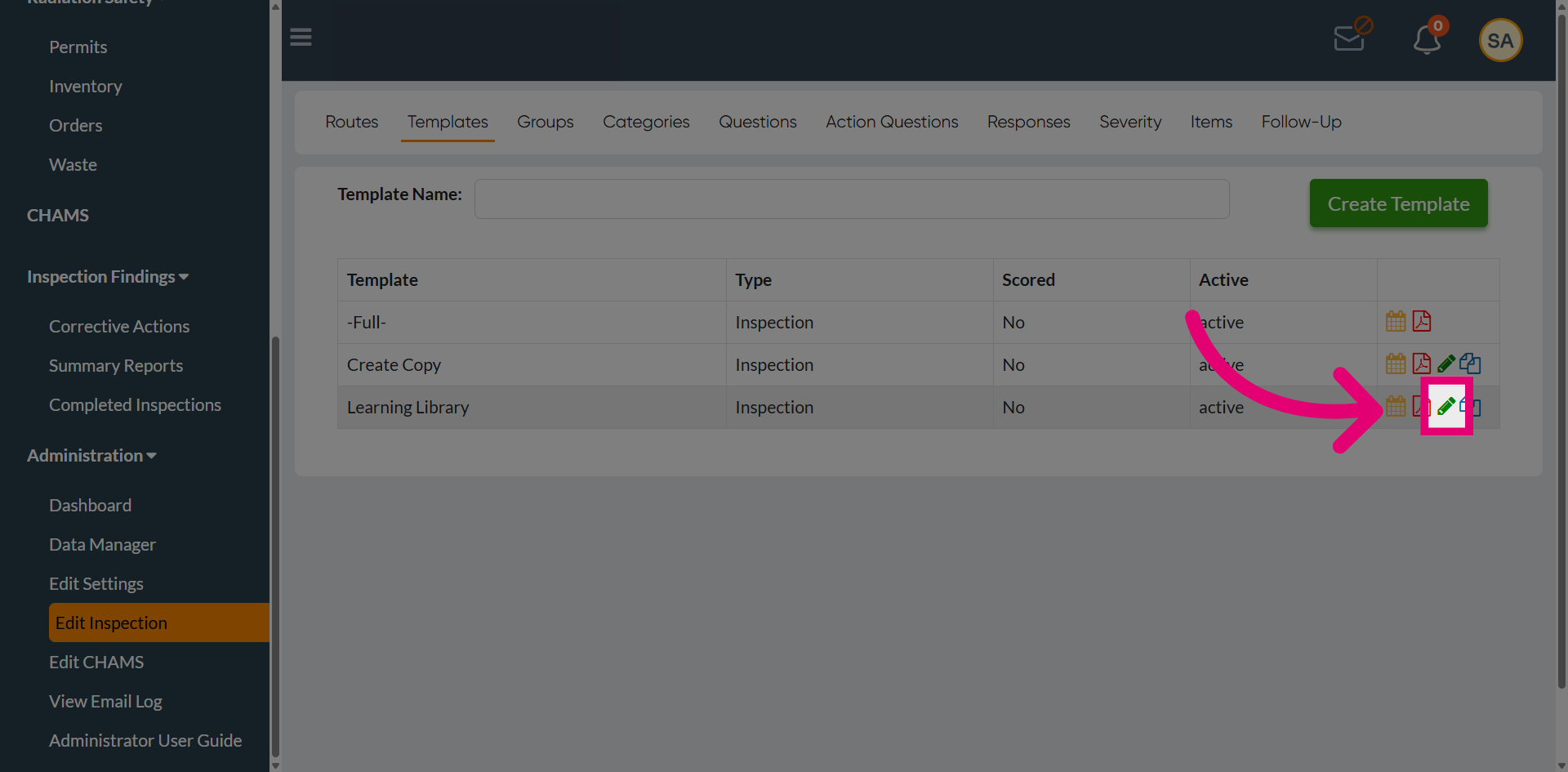 Select Template Option