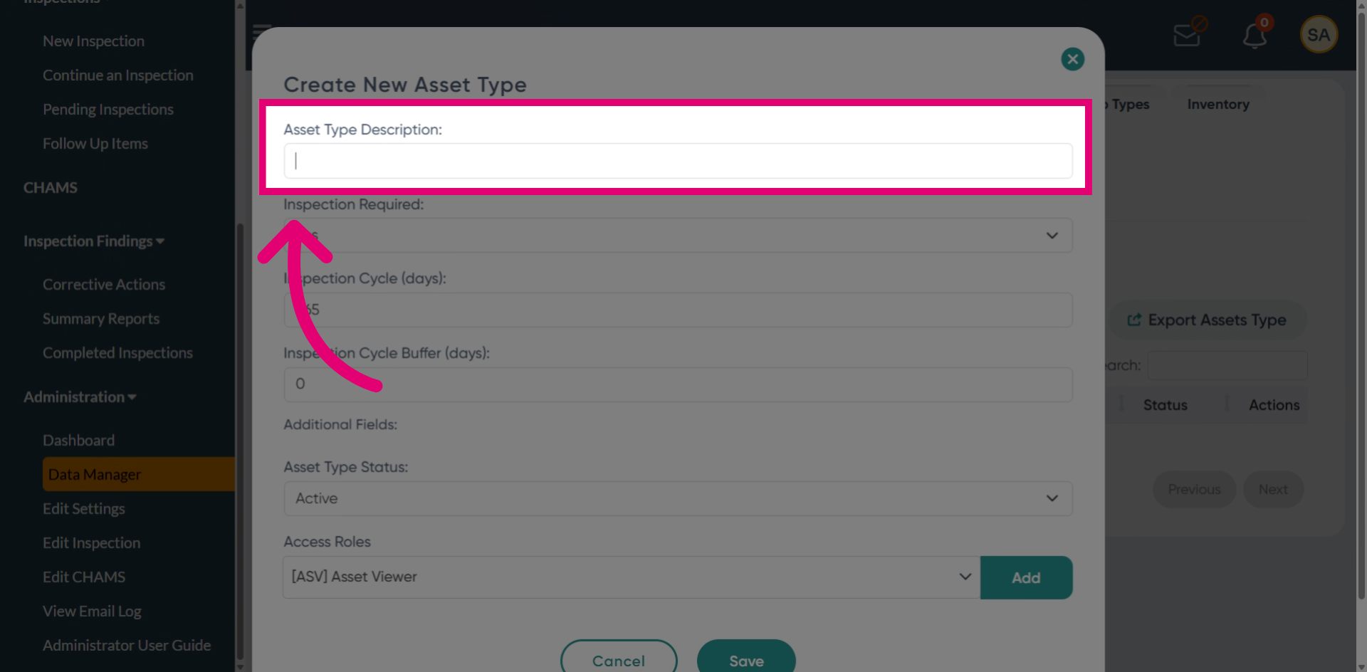 Enter Asset Type Description