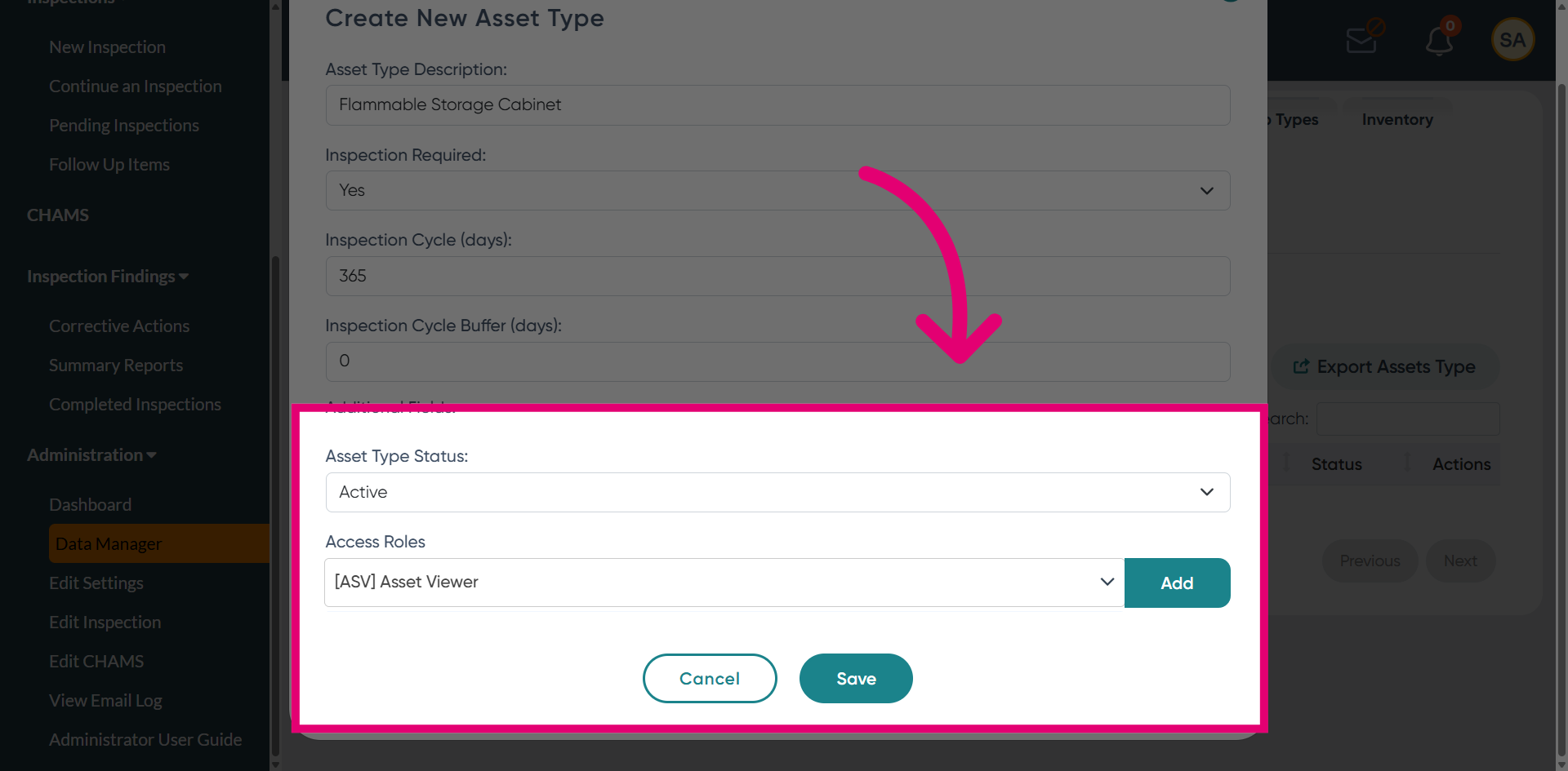 Asset Type Status