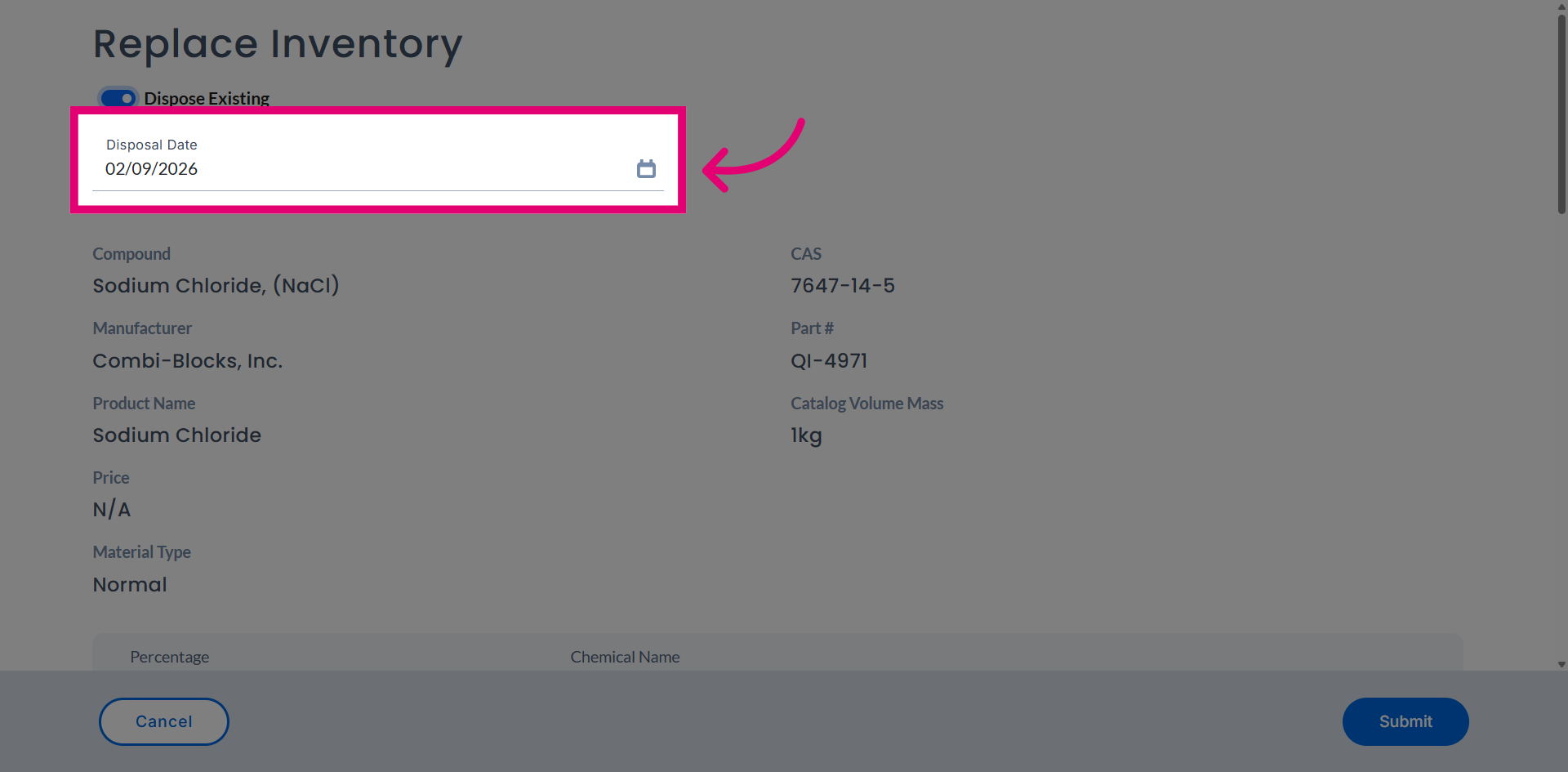 Access Disposal Date Field