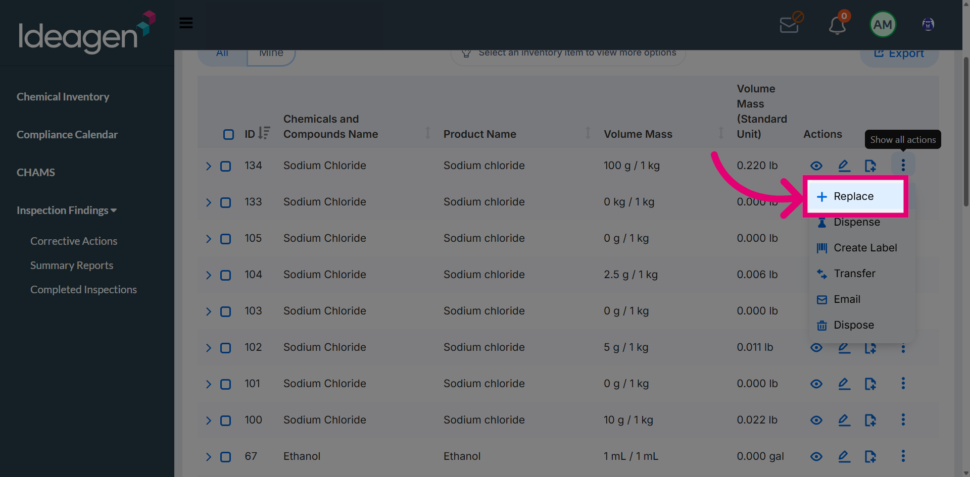 Select Replace Option