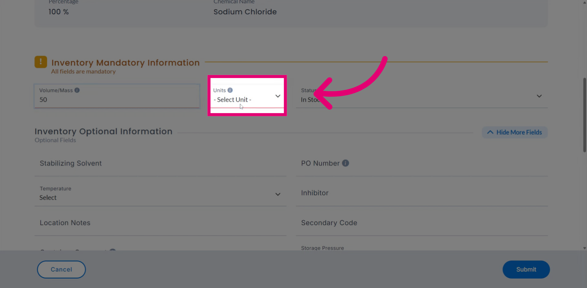 Confirm Unit Selection