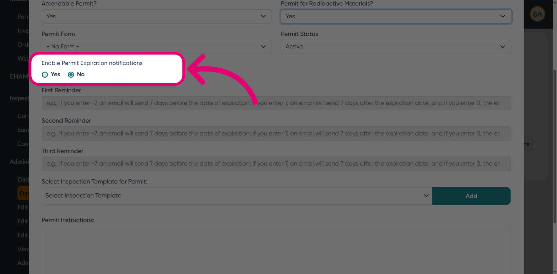 Enable expiration notifications