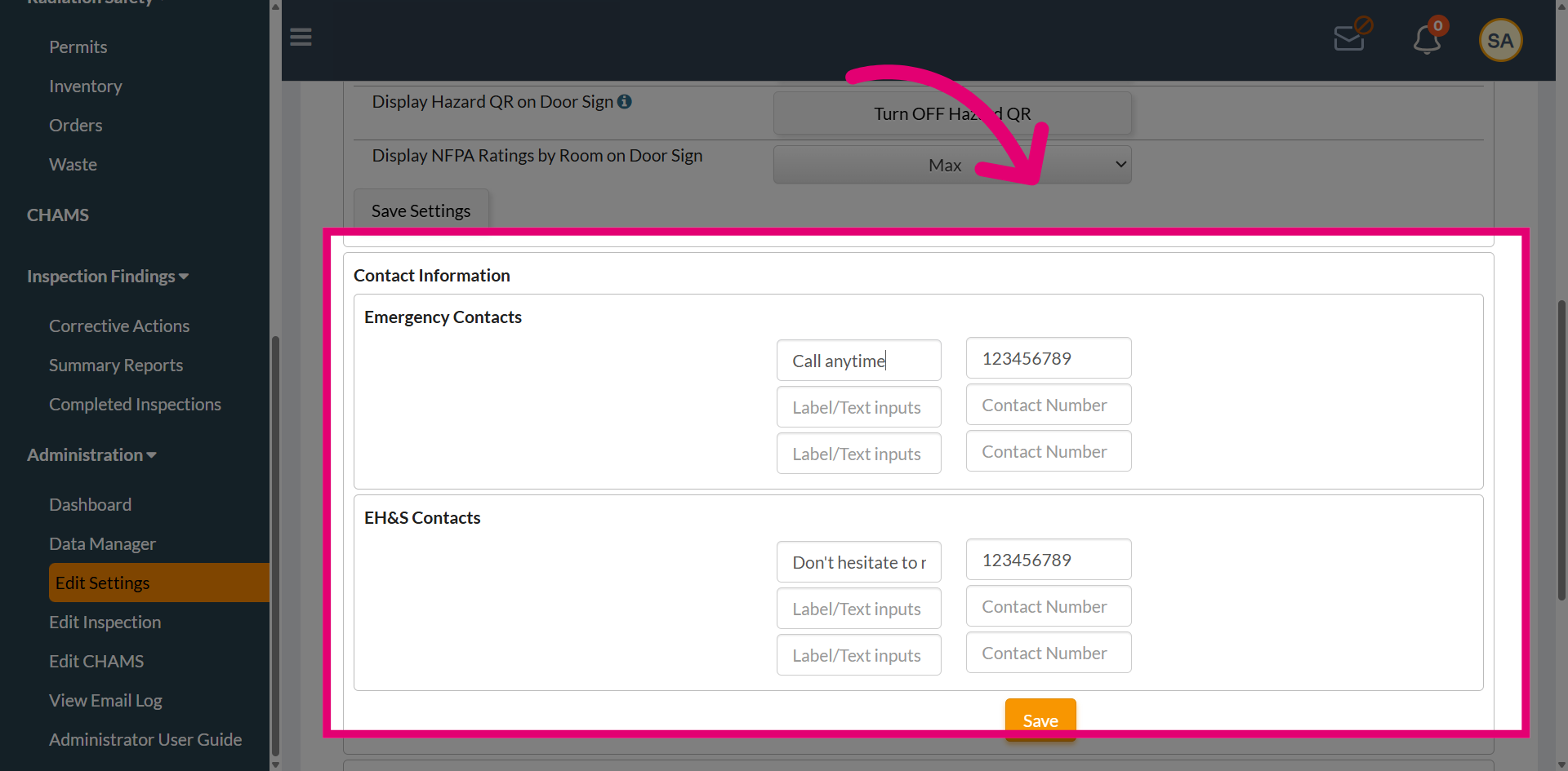 Select Call Anytime Label