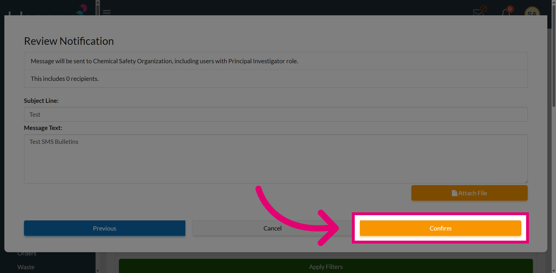 Confirm Message Details
