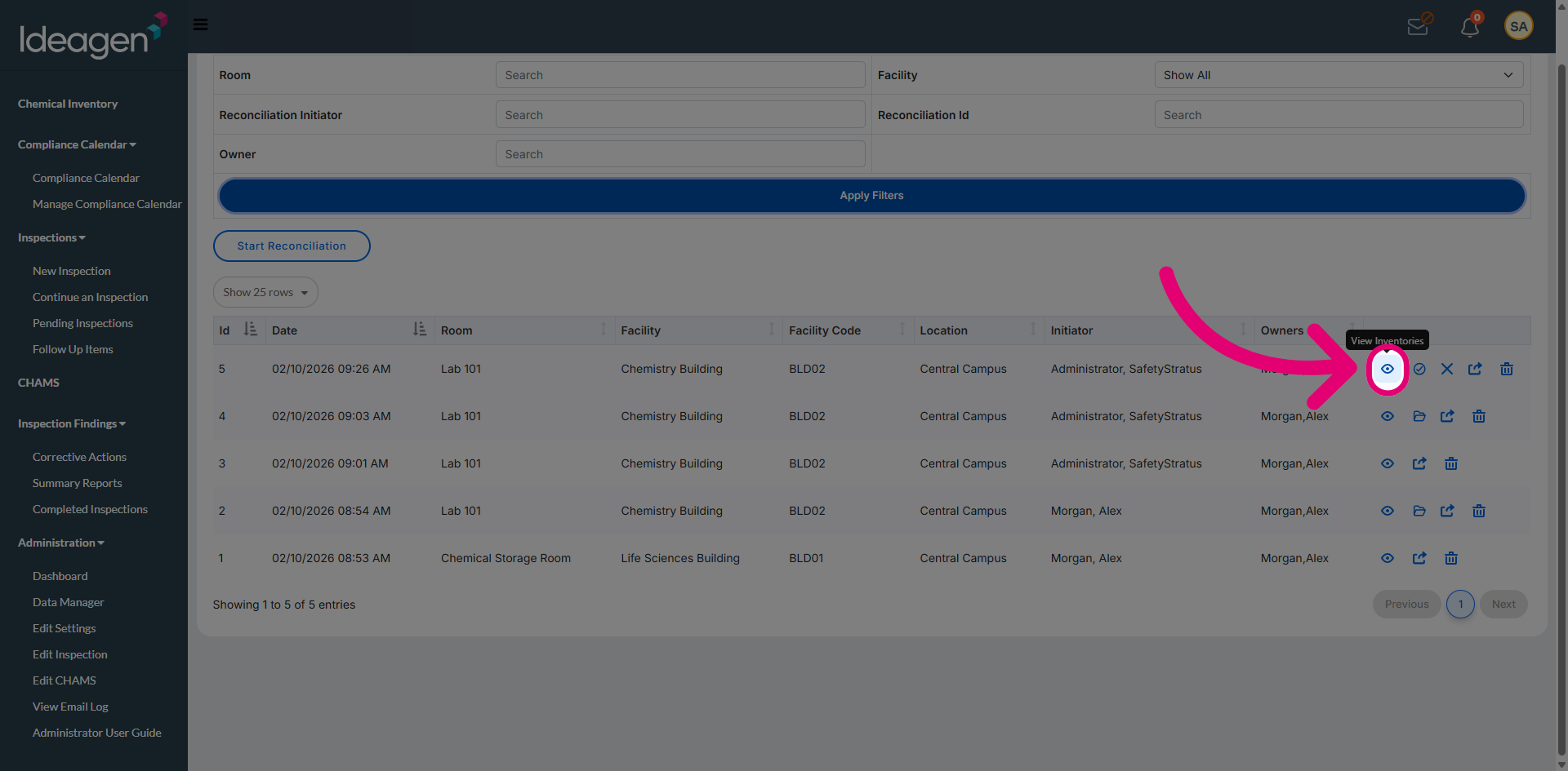 Click 'View Inventories'
