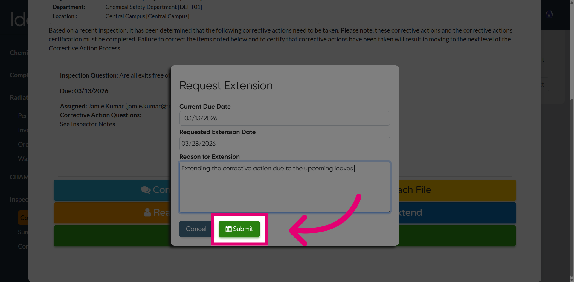 Submit Extension Request