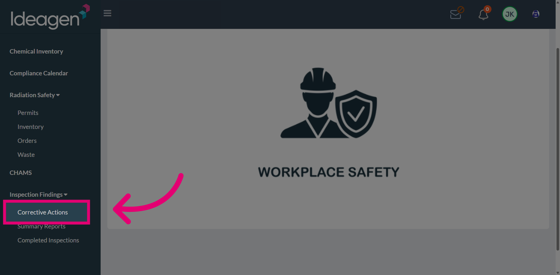 Access Corrective Actions Section