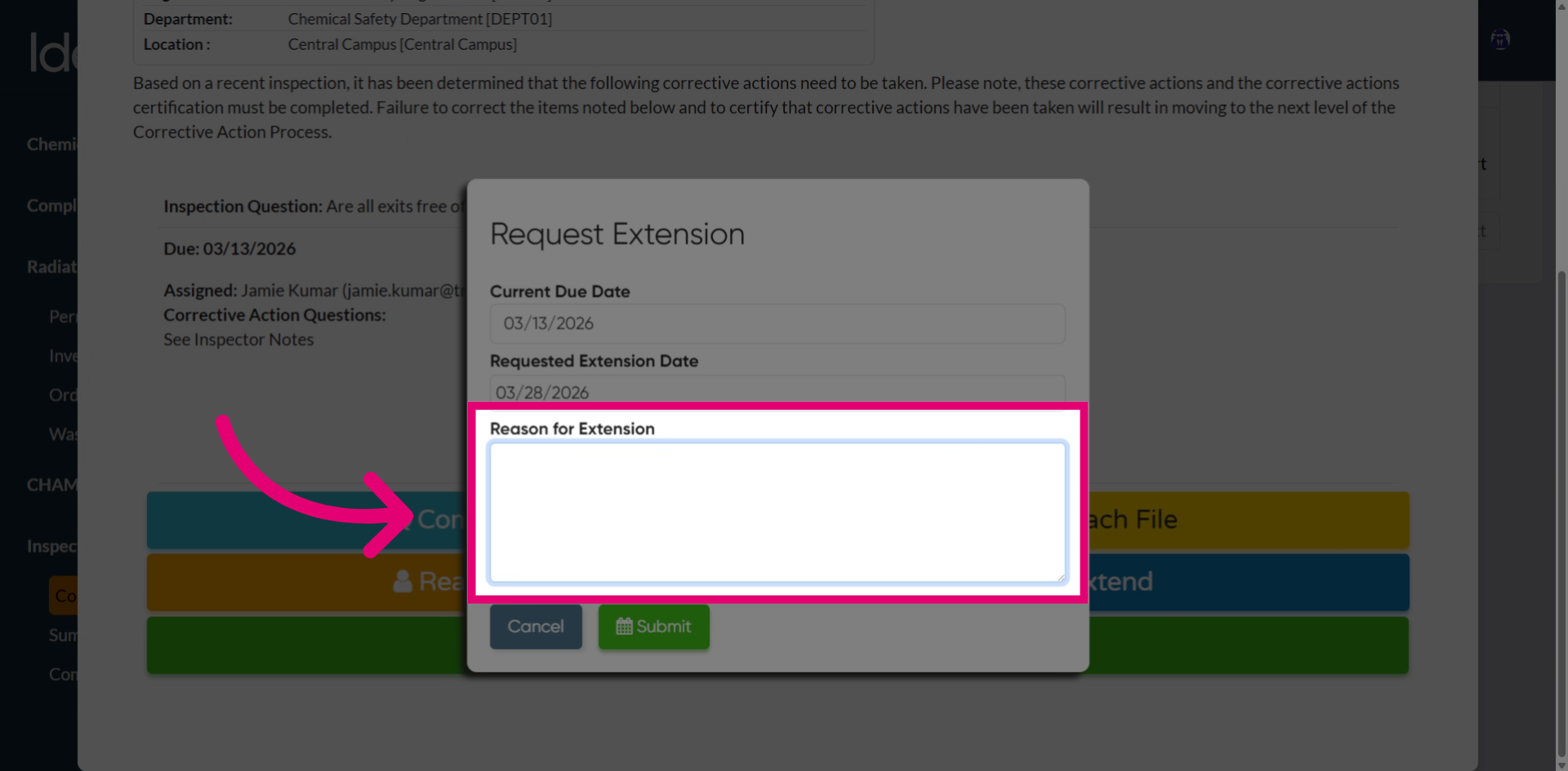 Enter Extension Justification