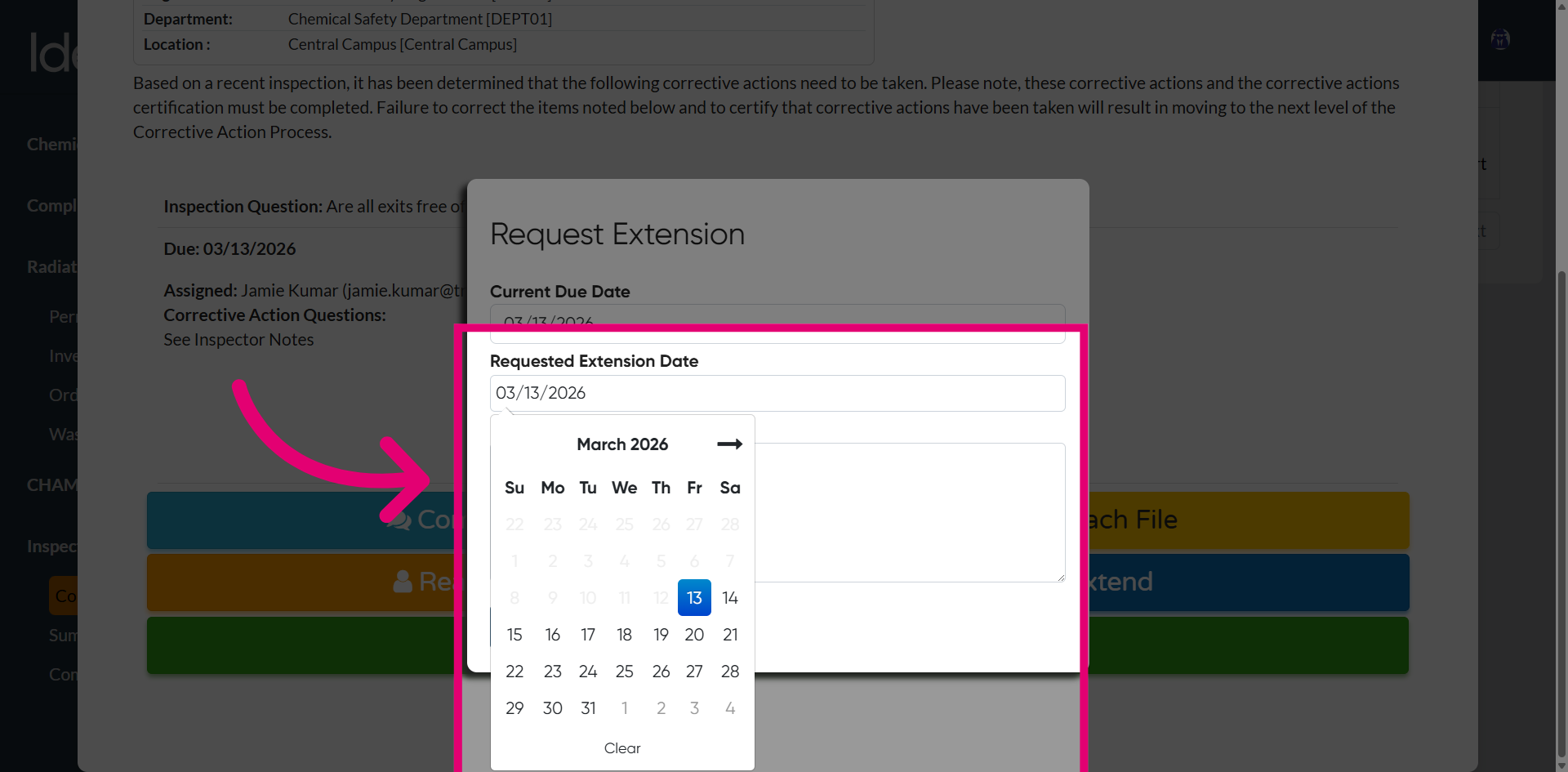 Open Extension Date Picker