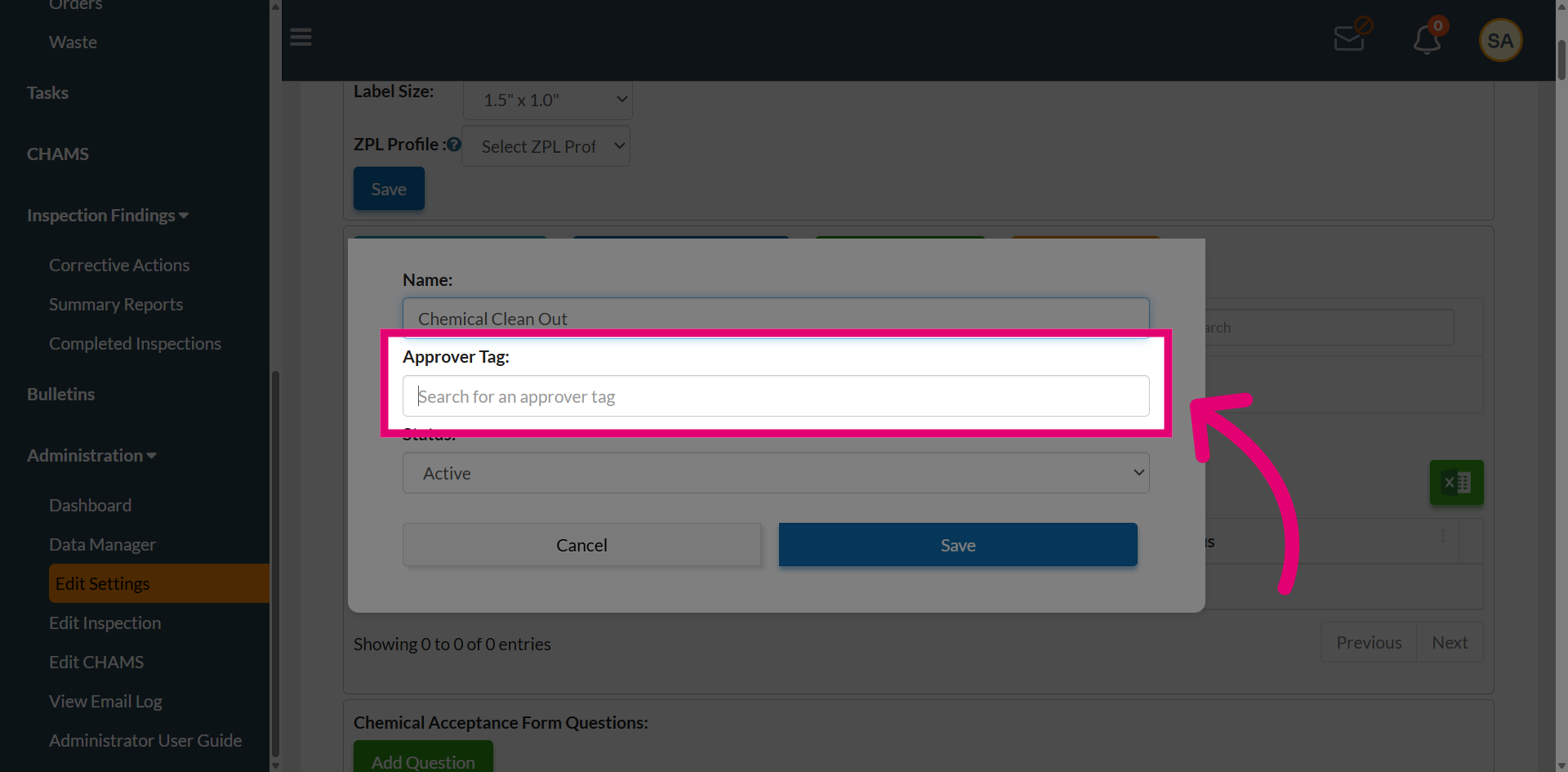Search Approver Tag