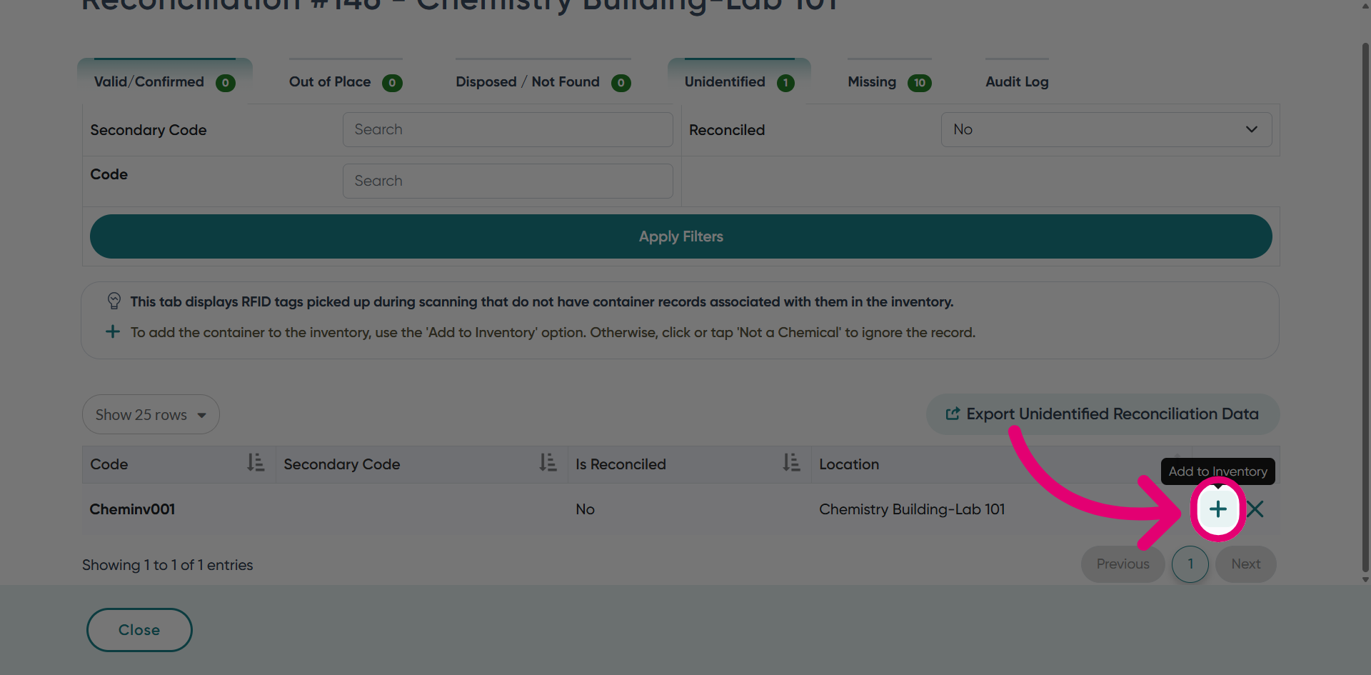 Click 'Add to Inventory'