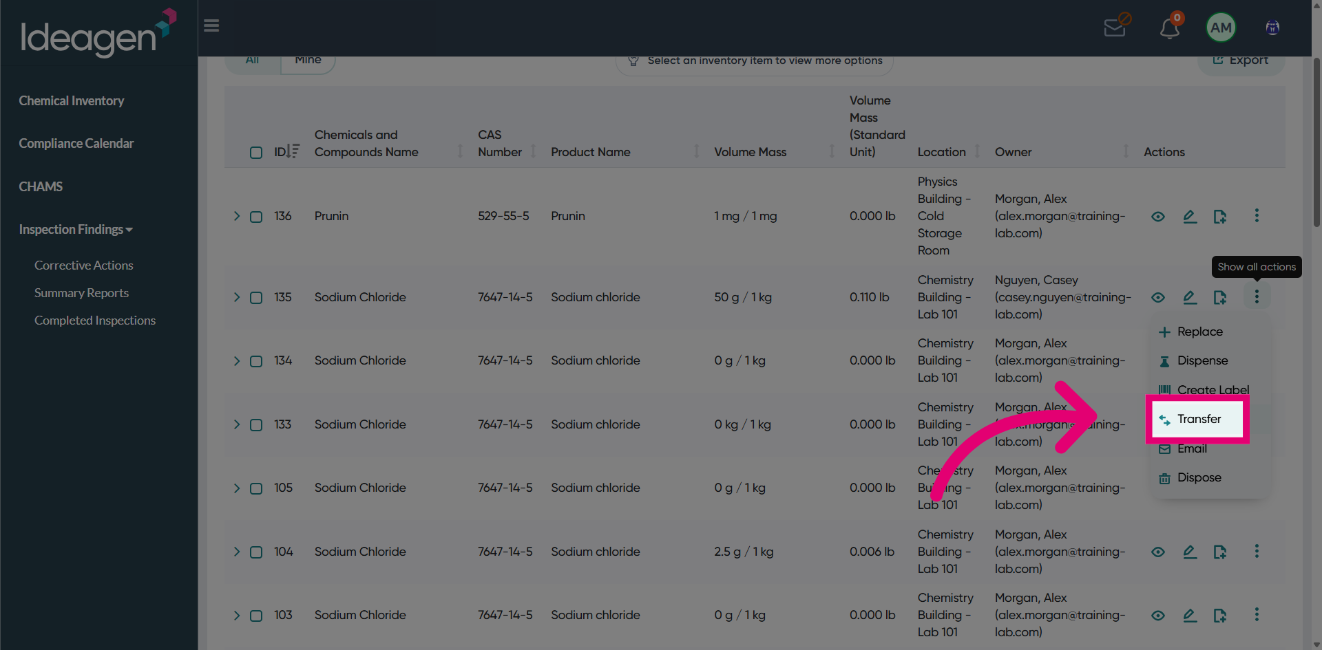 Select Transfer Feature
