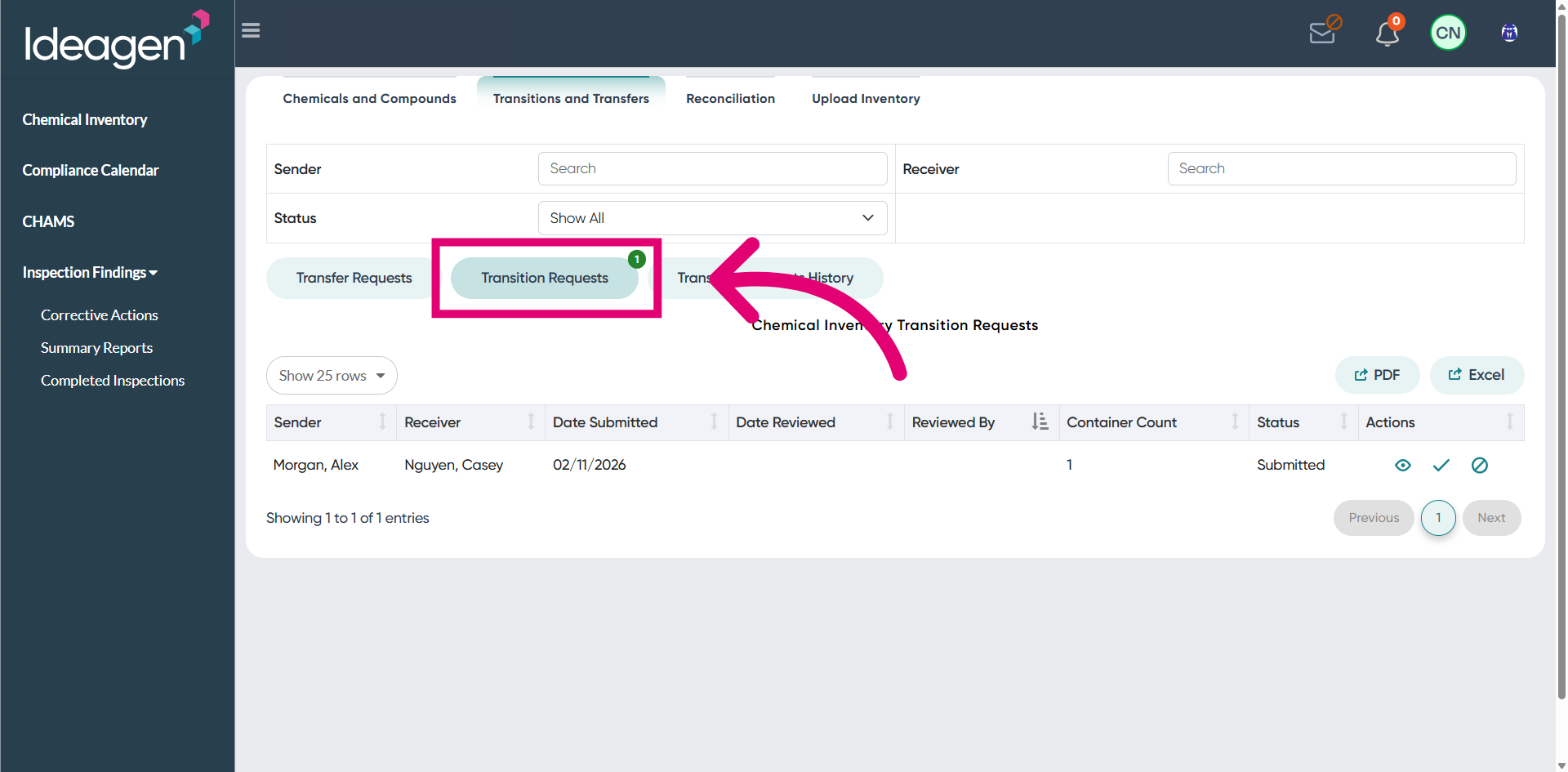 View Transition Requests