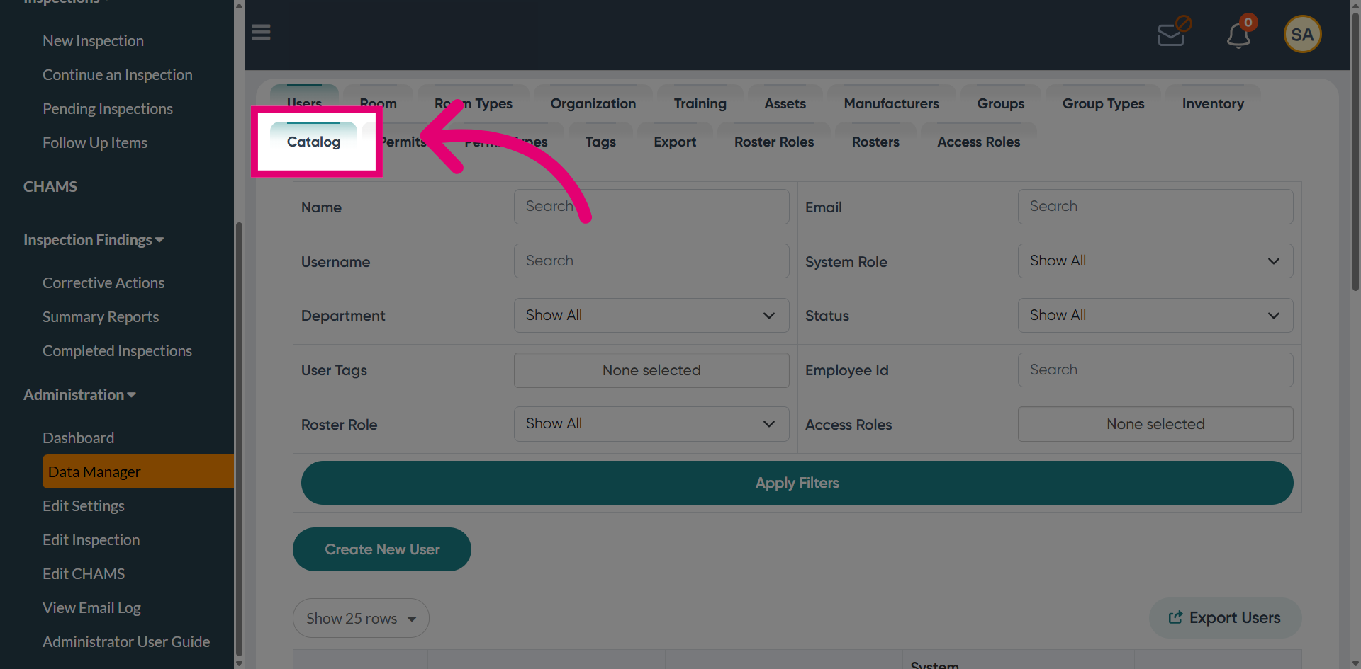 Open Catalog Section