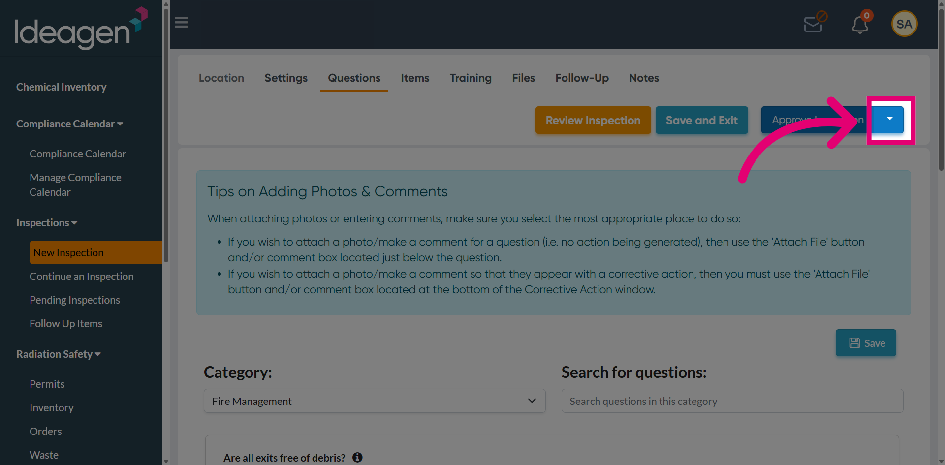 Open Action Dropdown