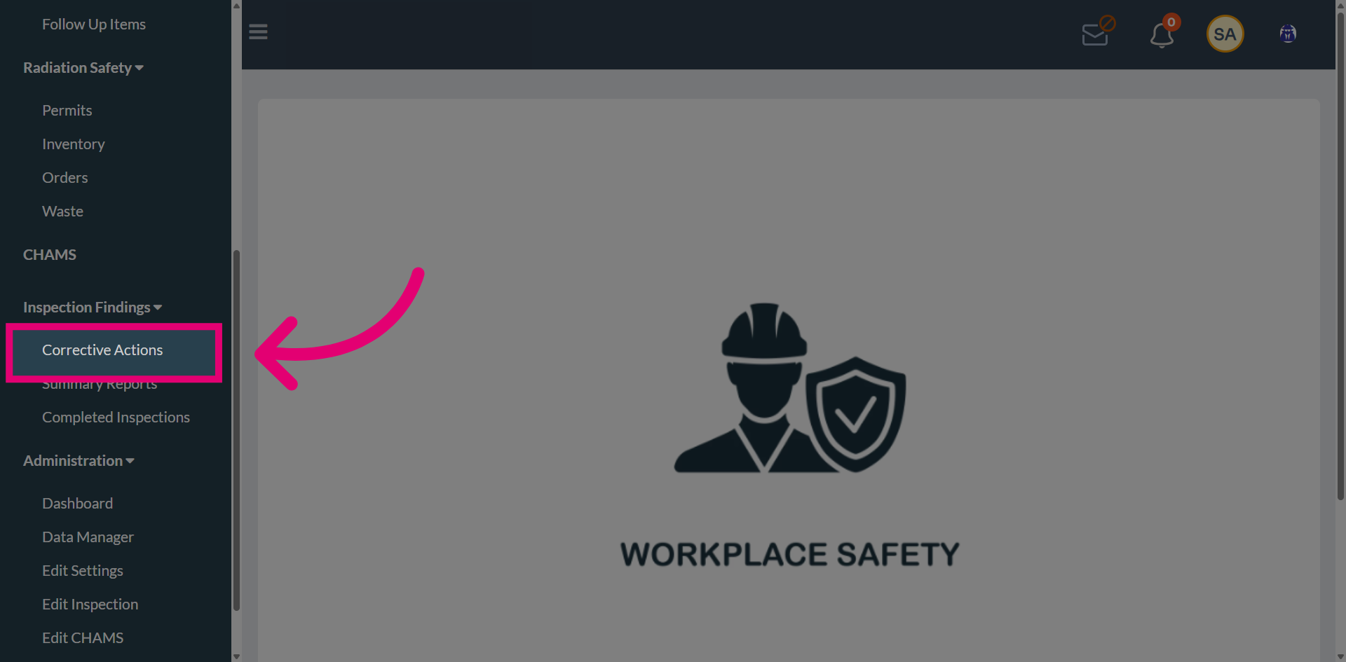 Access Corrective Actions Section
