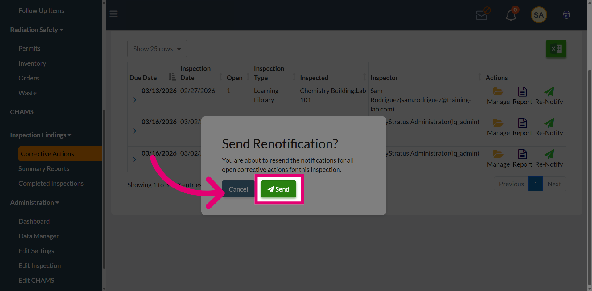 Send Renotification Email