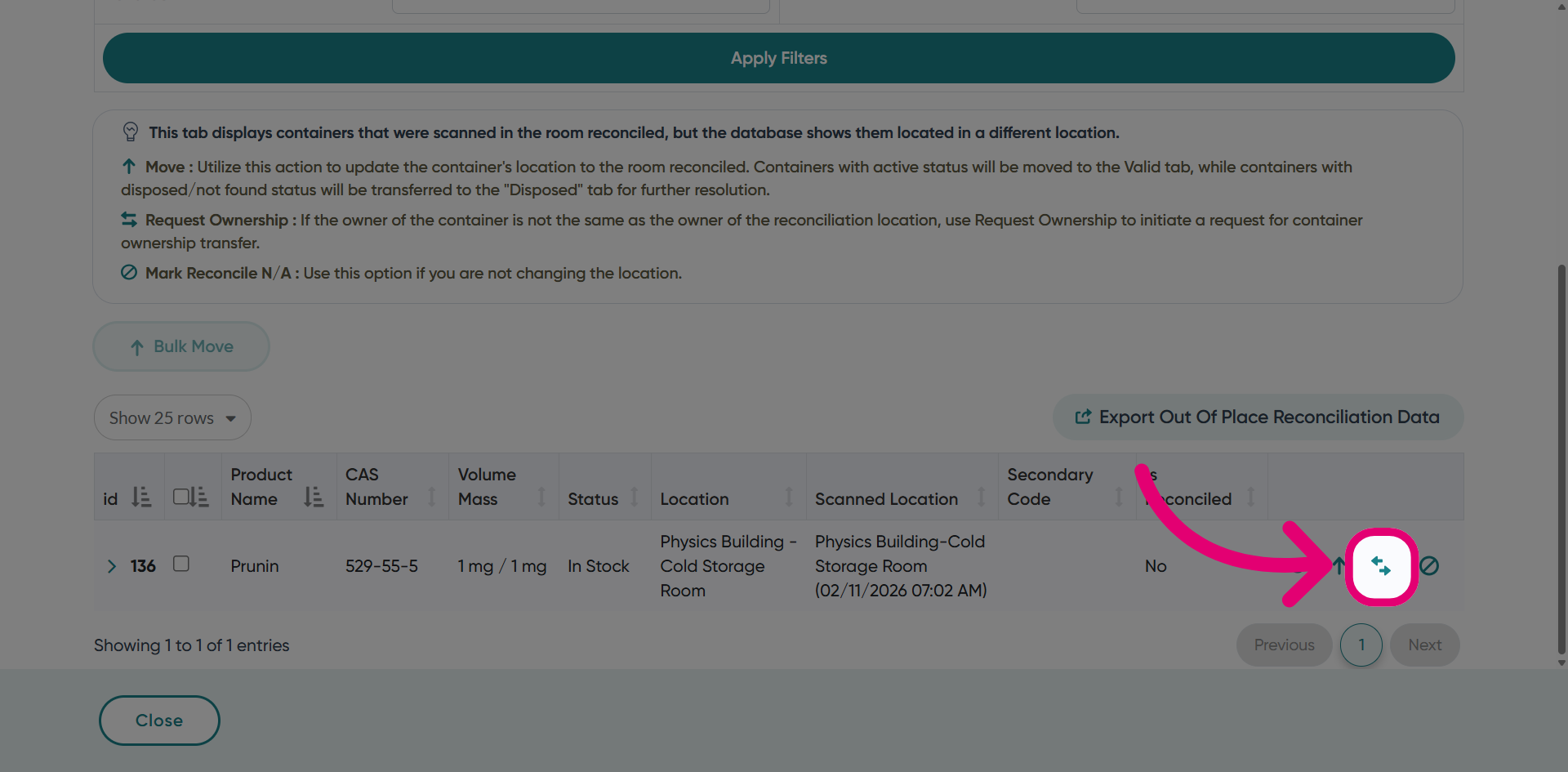 Click 'Transfer Inventory'