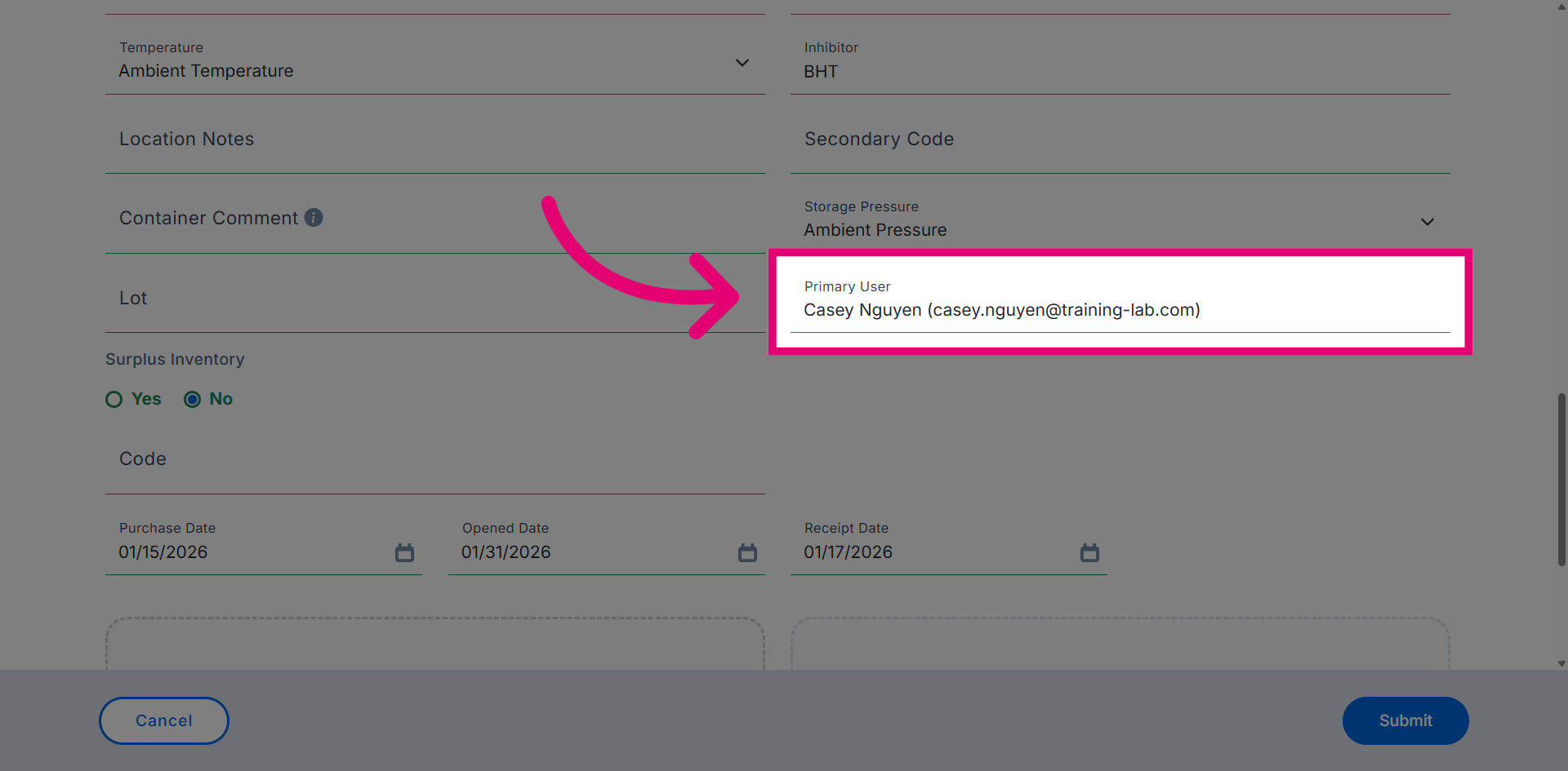 Open Primary User Field