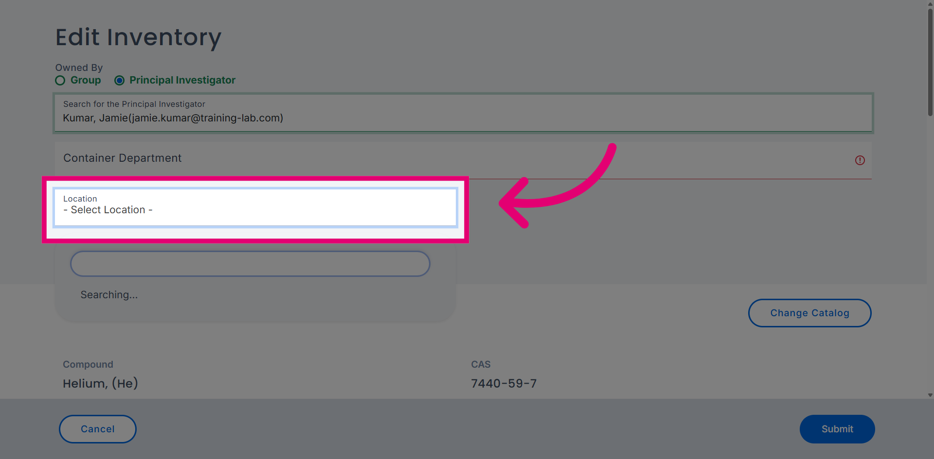 Open Location Dropdown