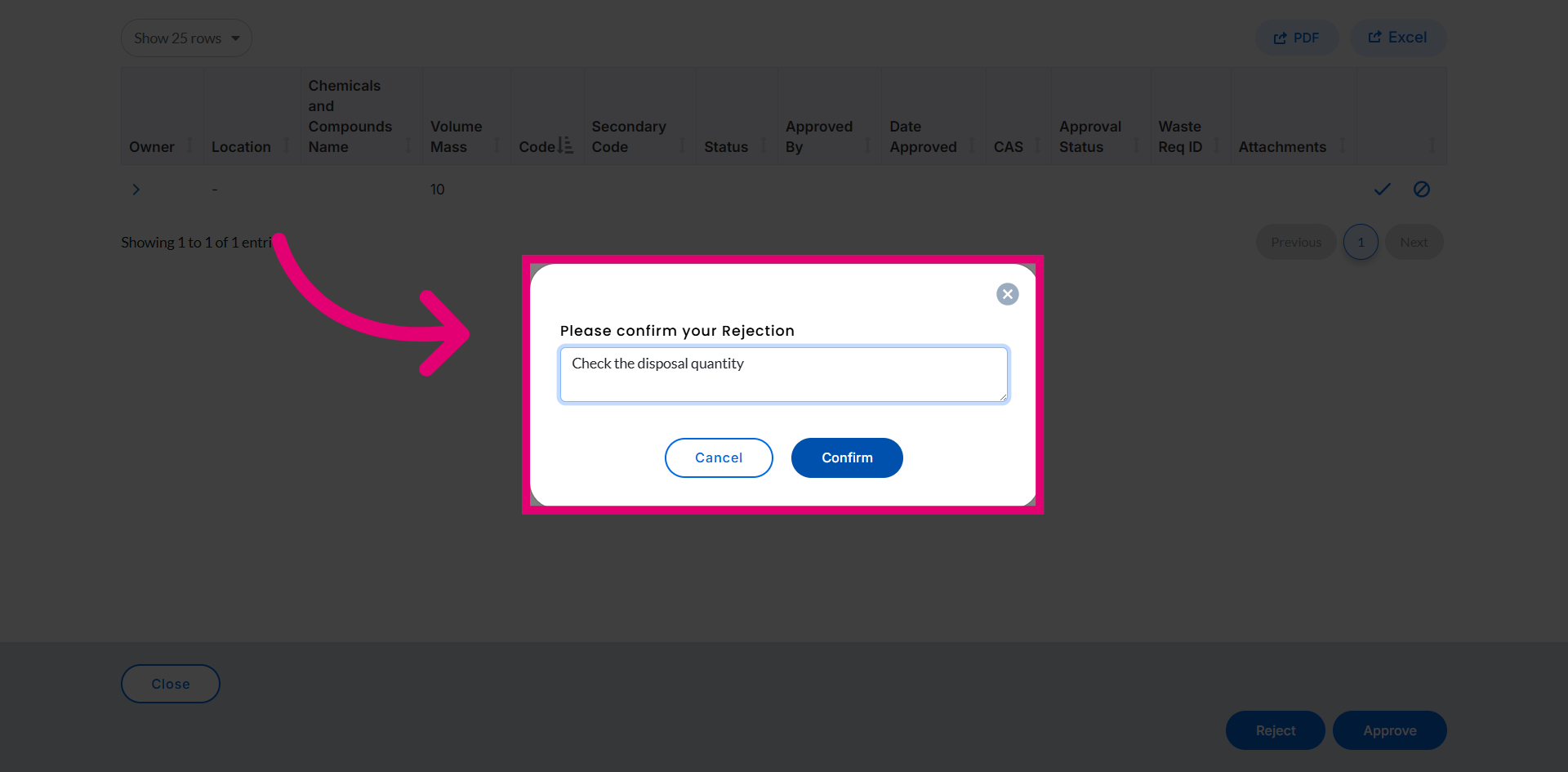 Confirm Disposal Details
