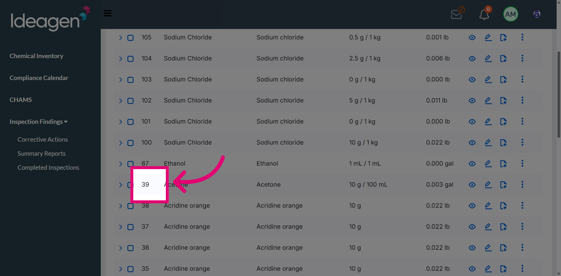 Select Chemical Item