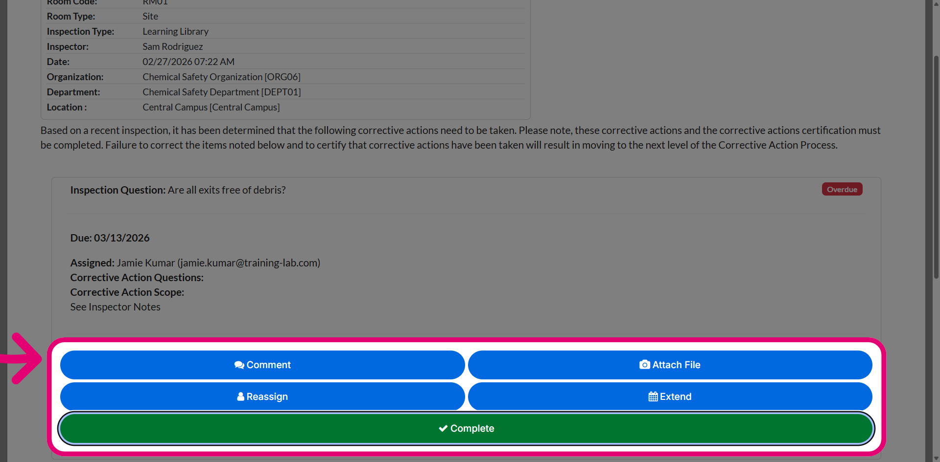 Use options to manage action