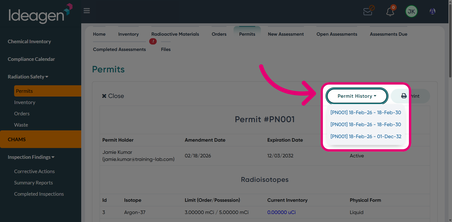 View previous permit