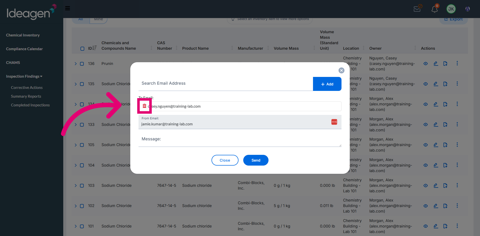 Remove Existing Email Recipient