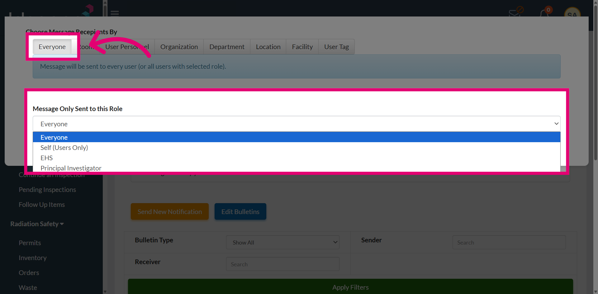 View Recipient Options