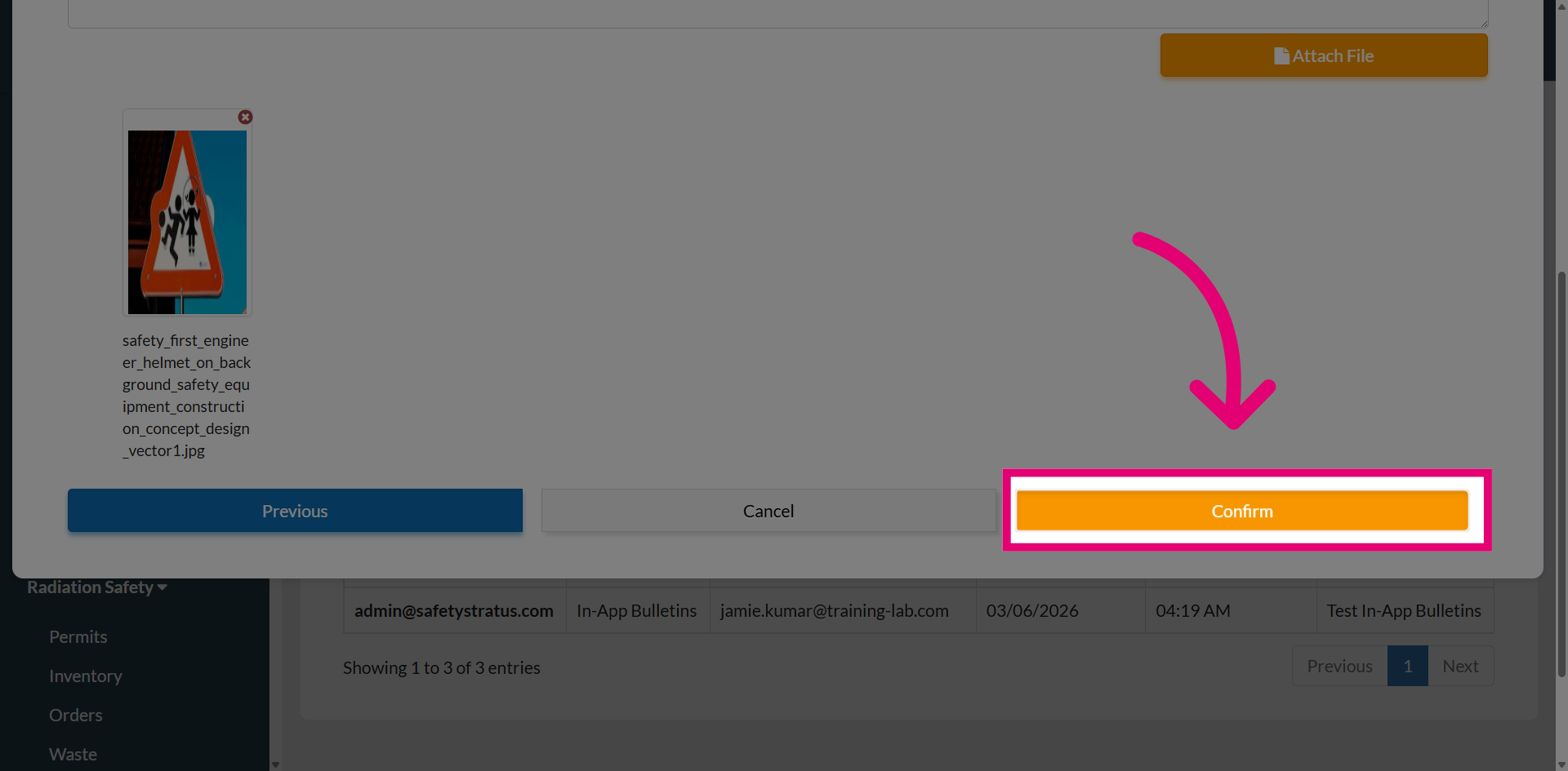 Confirm Bulletin Settings