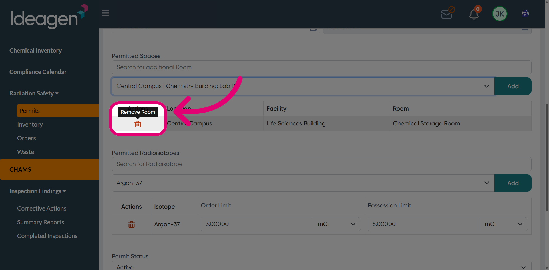 Remove current location