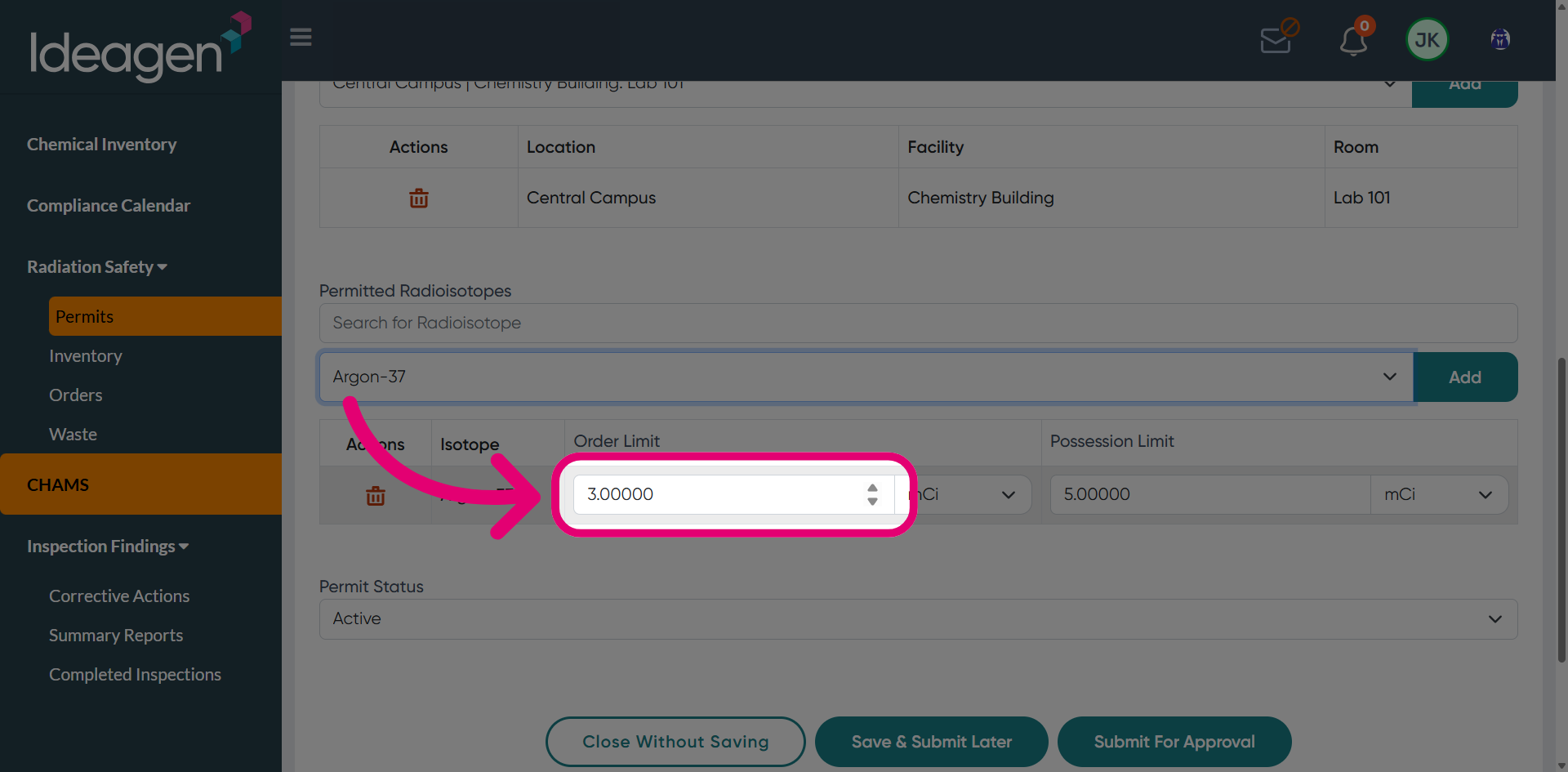 Update order limit