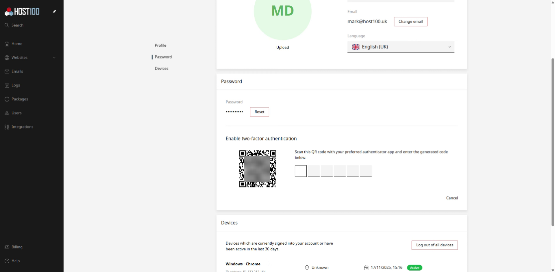 Enter Authentication Code