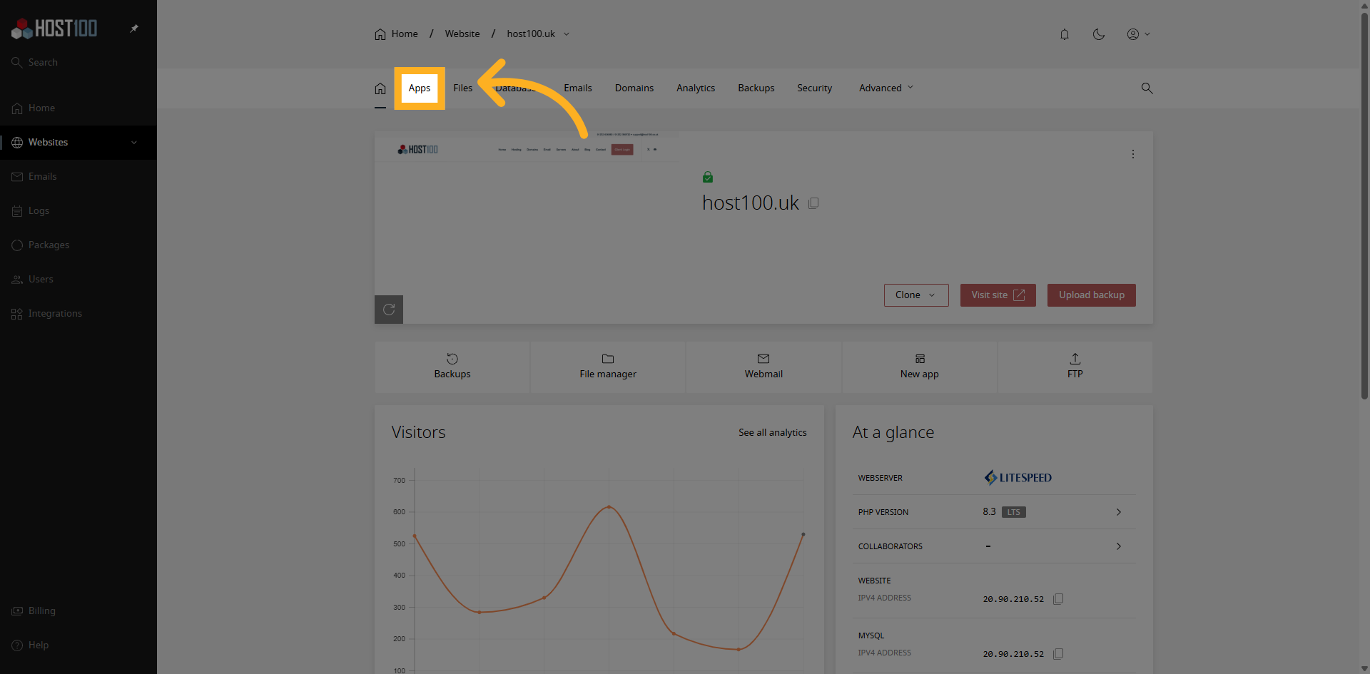 Open Apps Section
