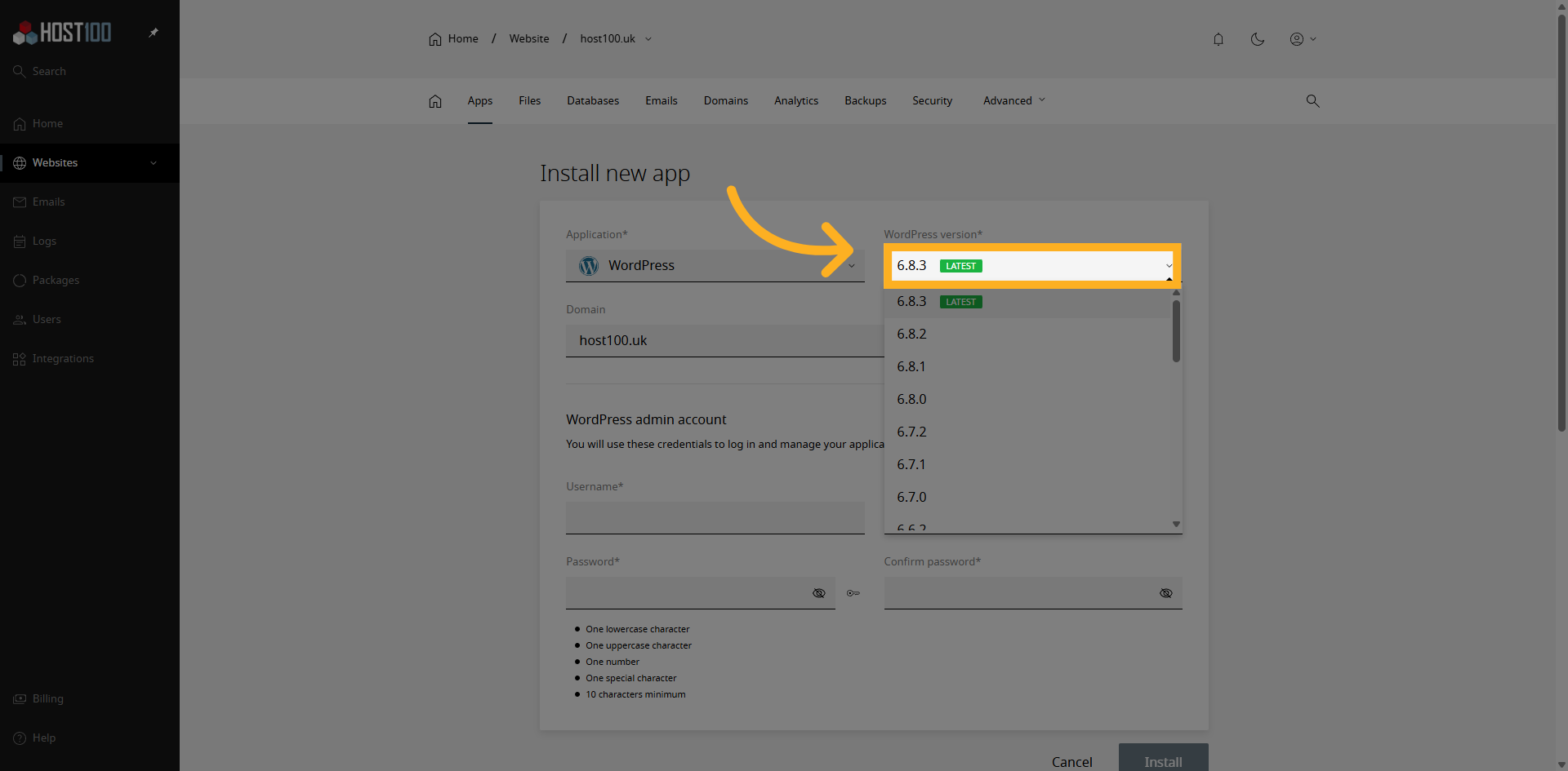 Select WordPress Version