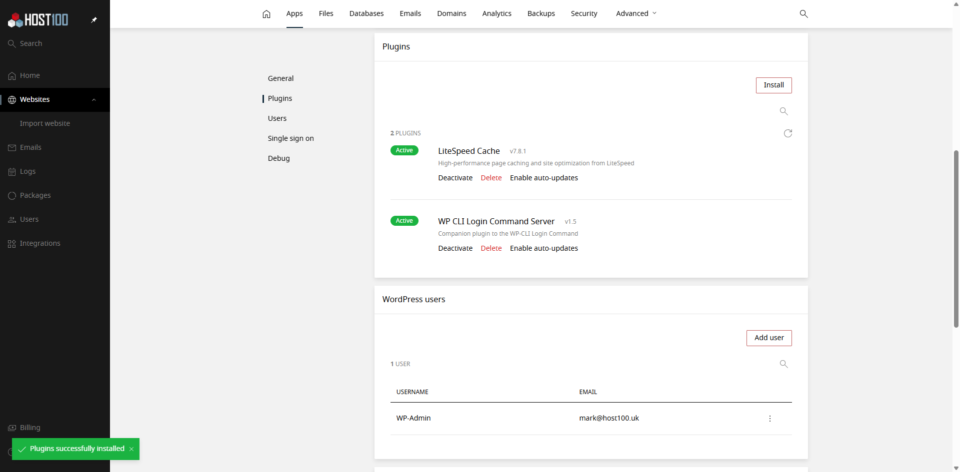View Host100 Dashboard