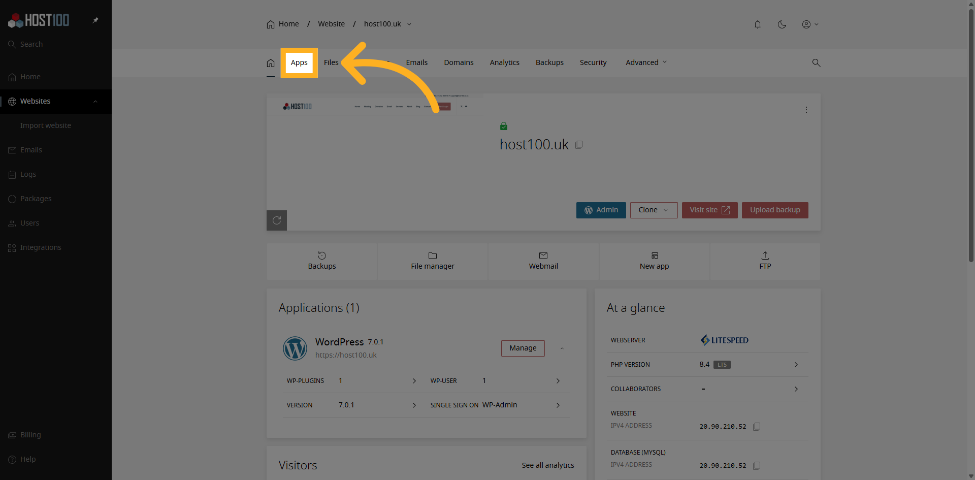 Open Apps Tab