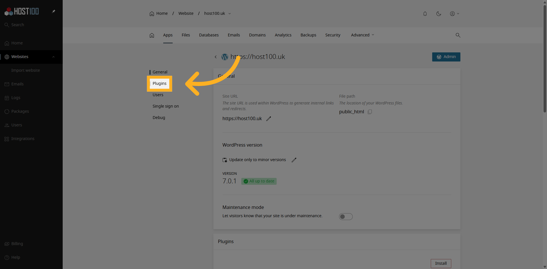 Navigate to Plugins Section