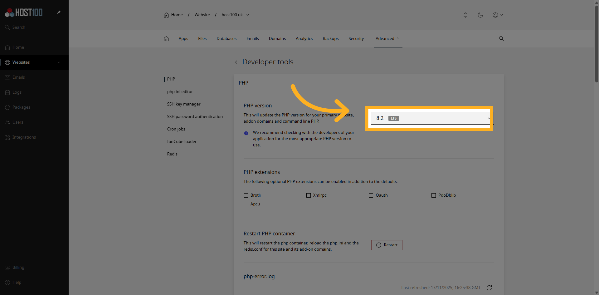 View PHP Versions