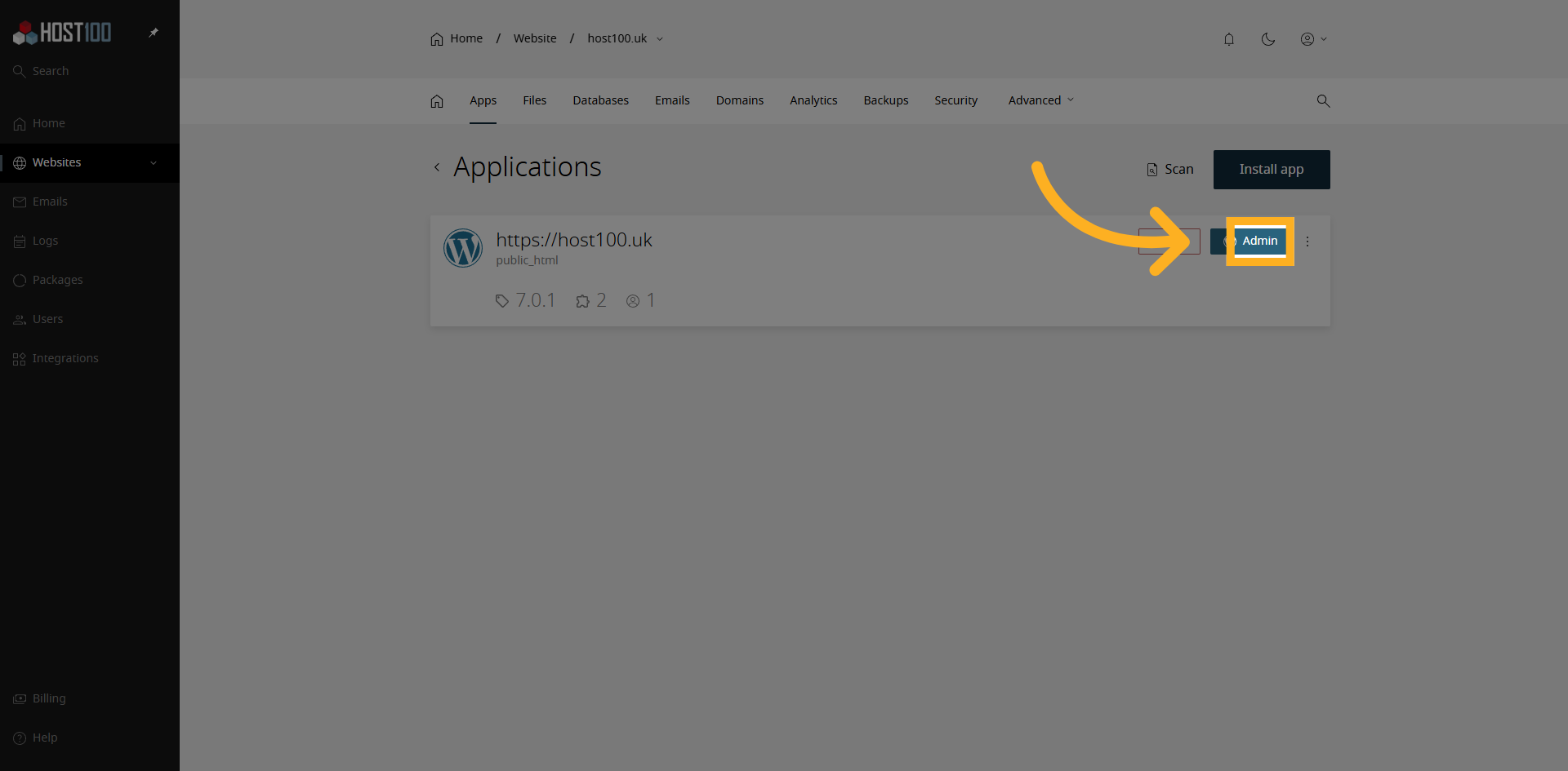 Access Admin Panel