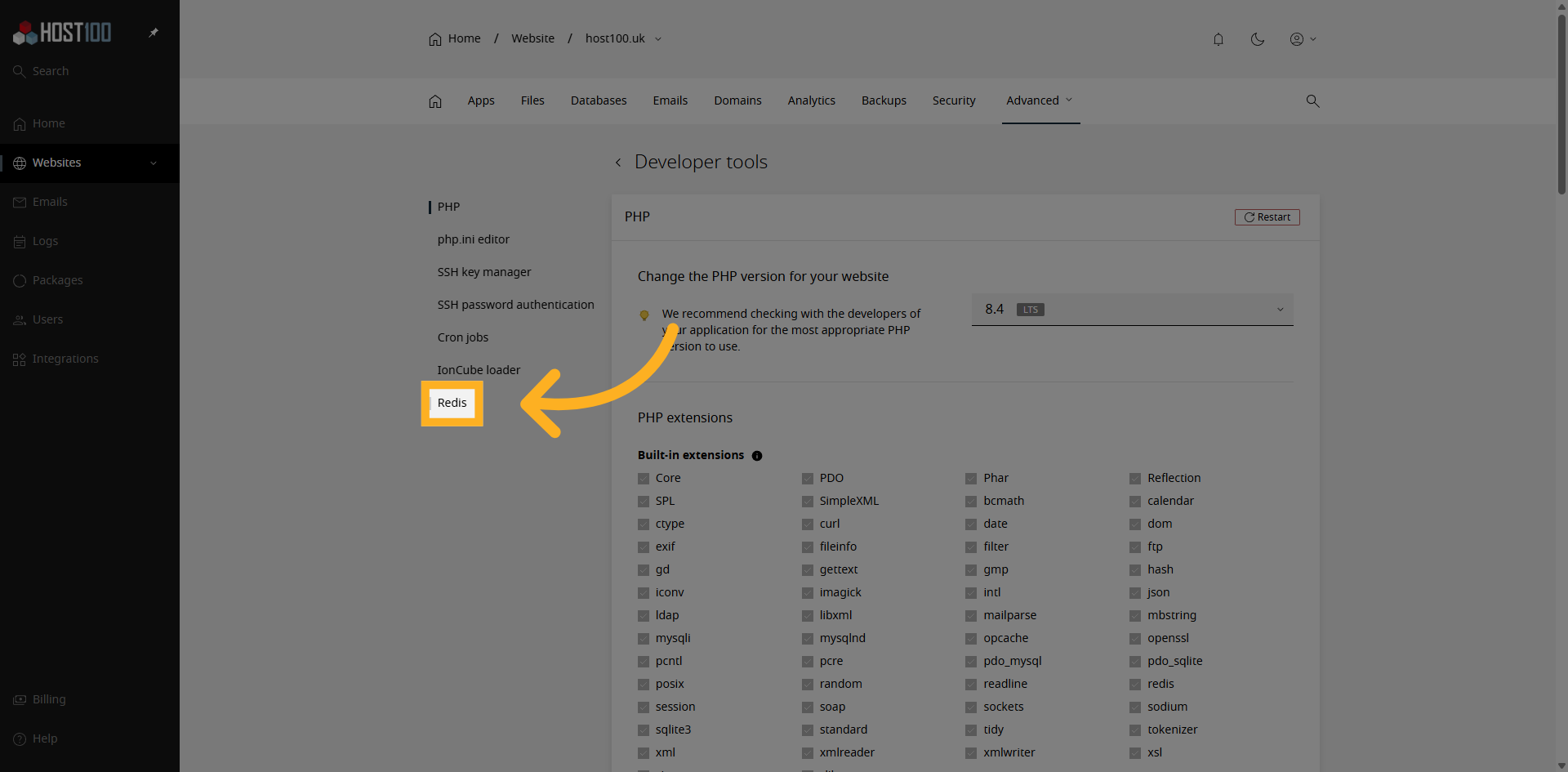 Select Redis Menu