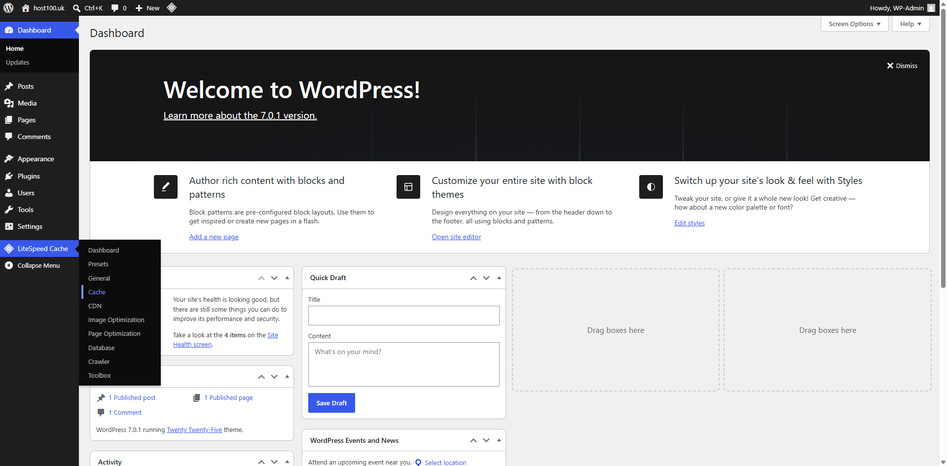 Switch to Website Dashboard