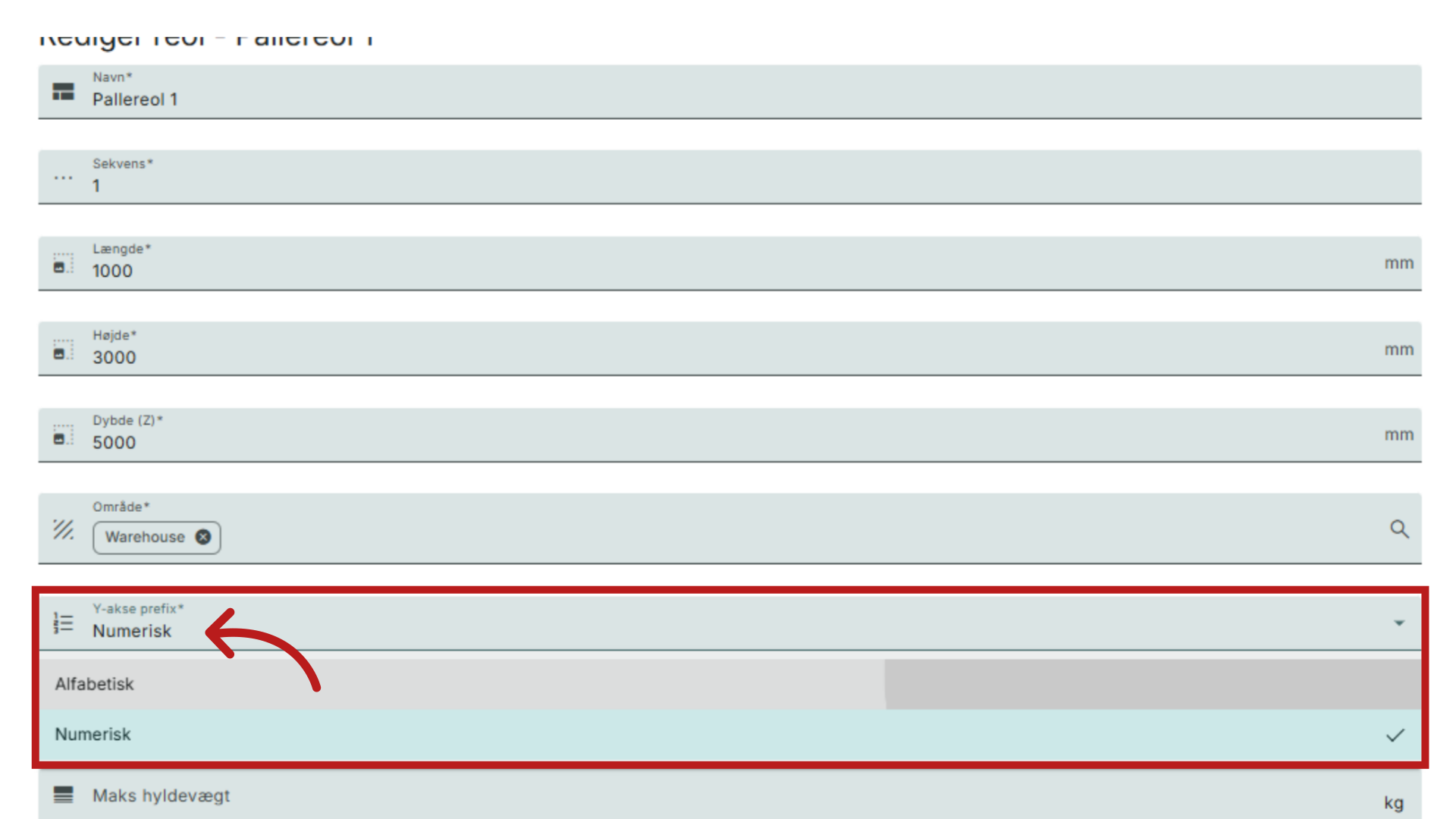 Ændring af Y-akse-prefix