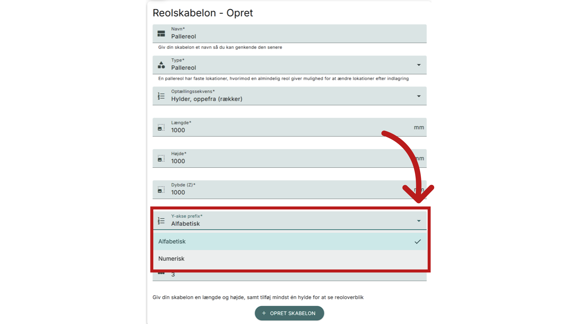 Vælg Y-akse præfix
