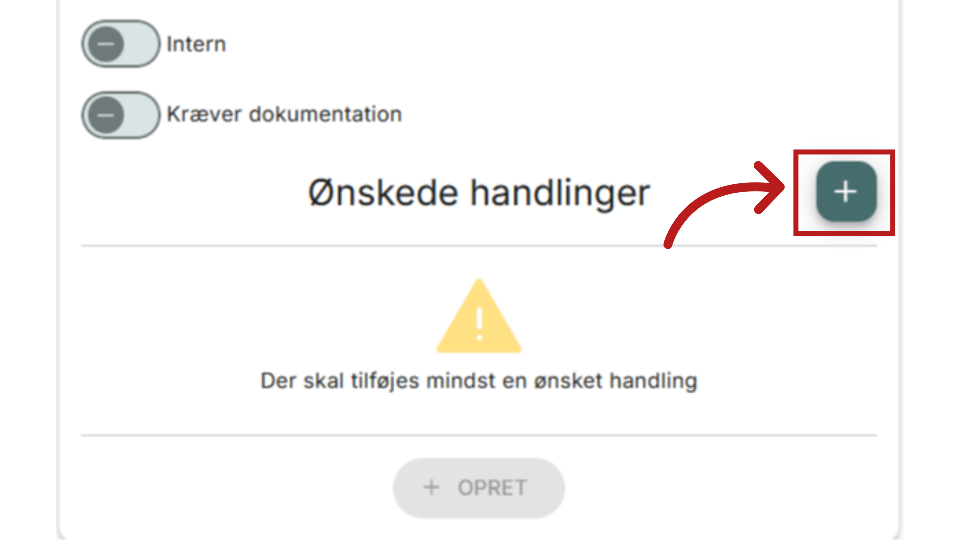 Opret ønskede handlinger 